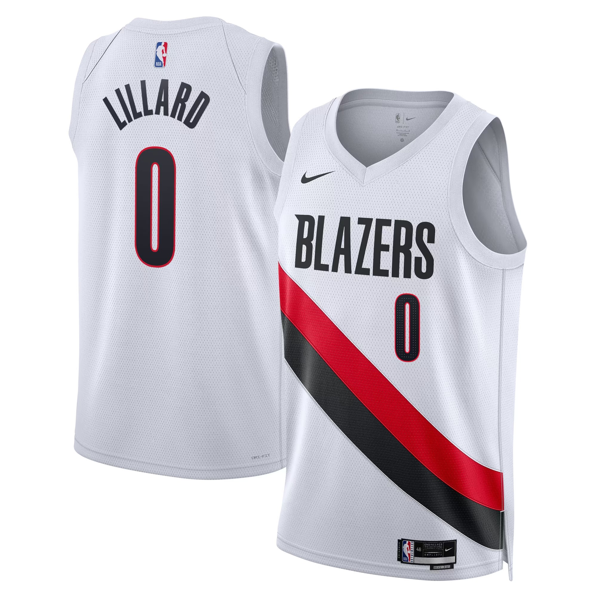 Hunk Wear - Damian Lillard Portland Trail Blazers Nike Unisex Swingman Jersey - Association Edition - White