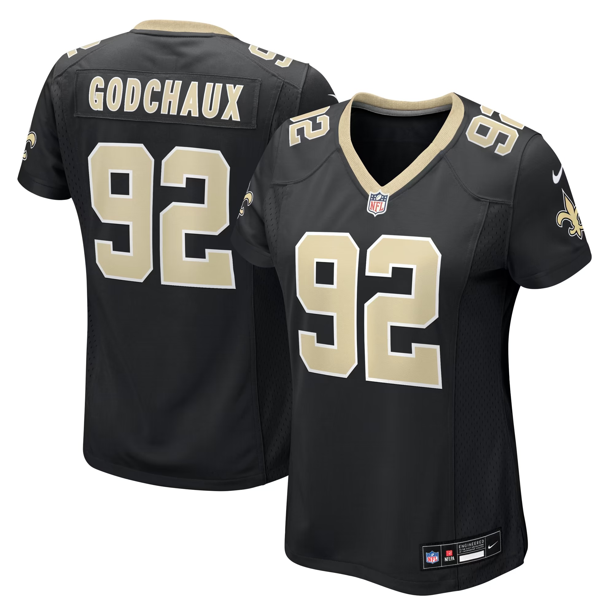 Hunk Wear - Davon Godchaux New Orleans Saints Nike Women's Team Game Jersey - Black