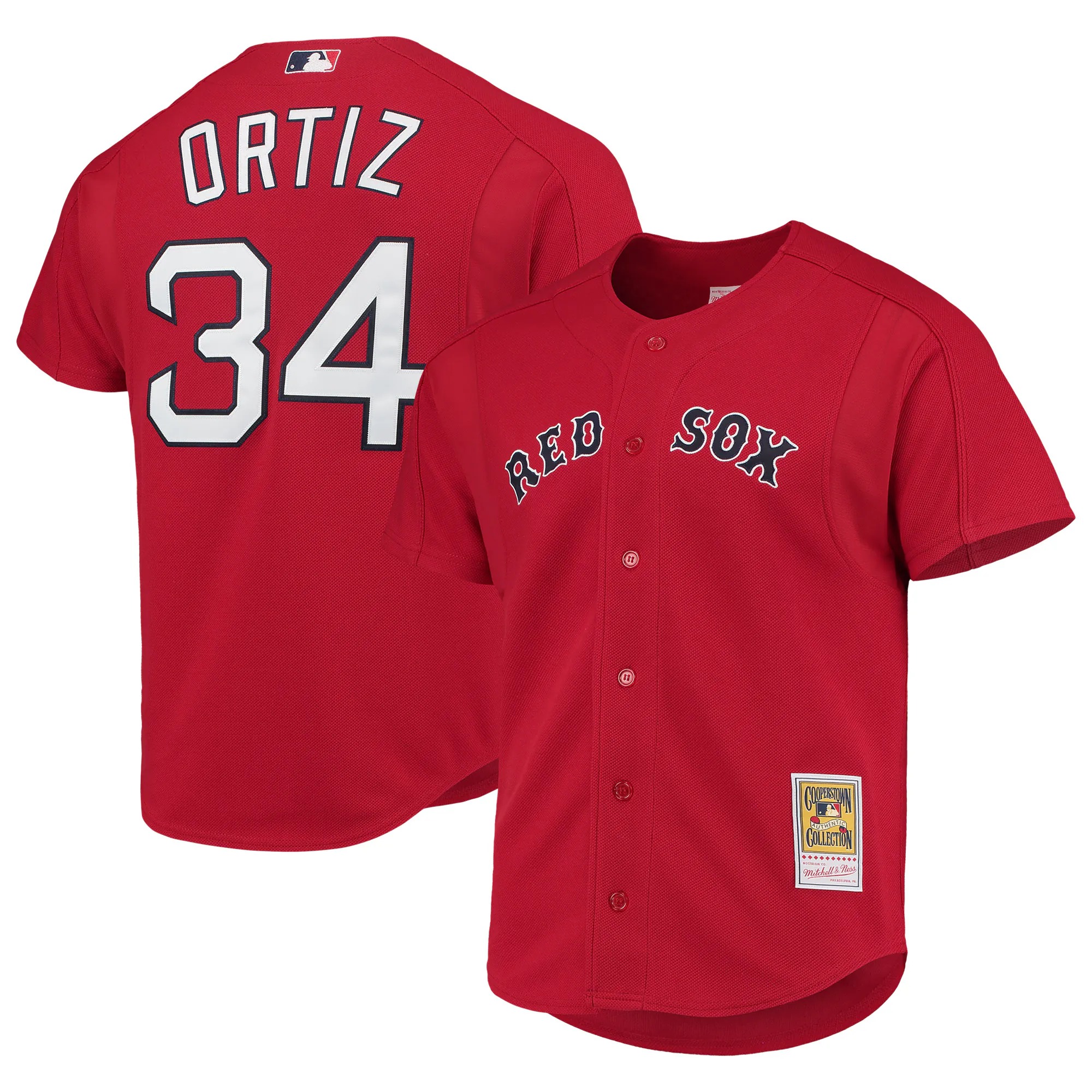 Hunk Wear - David Ortiz Boston Red Sox Mitchell & Ness Cooperstown Collection Mesh Batting Practice Button-Up Jersey - Red