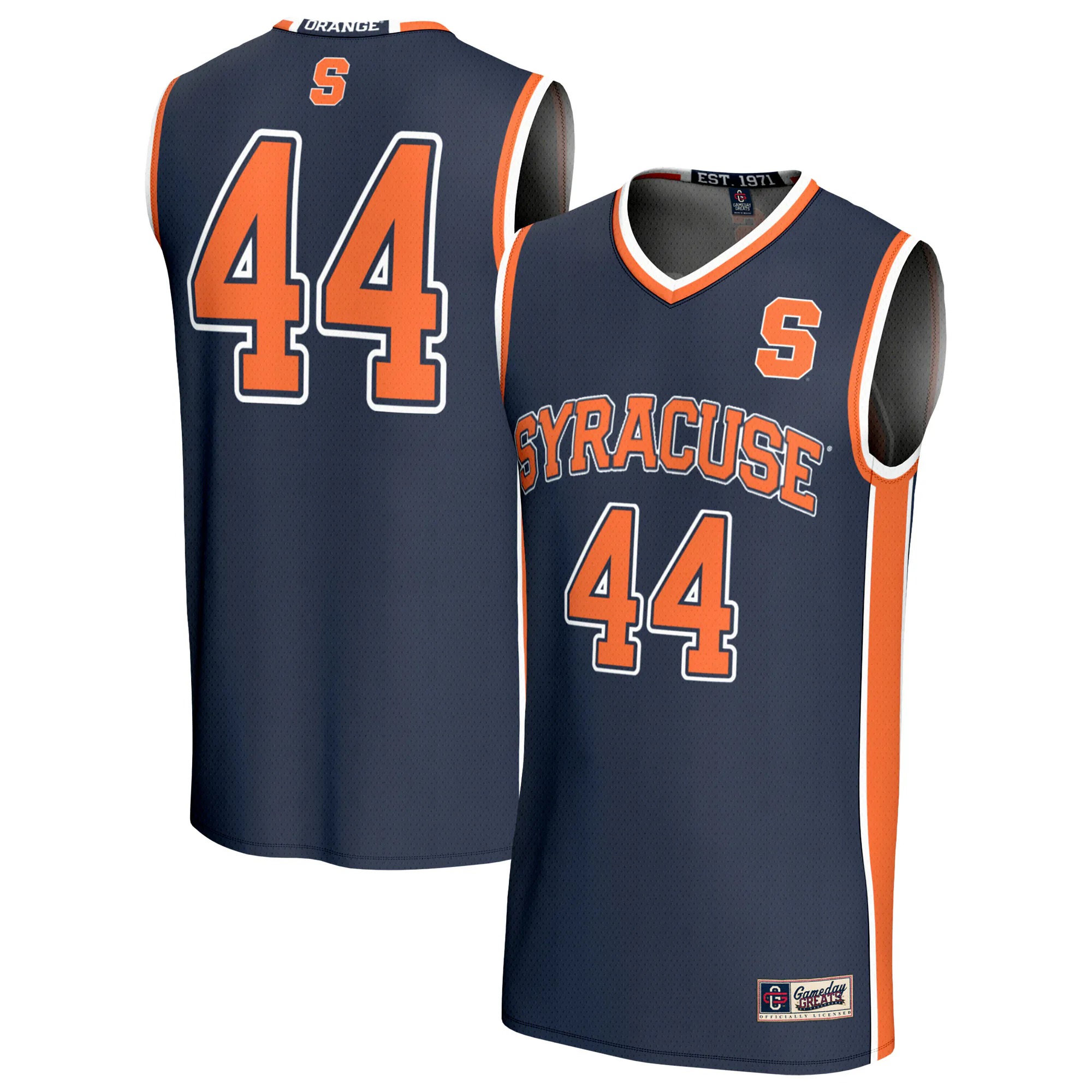 Hunk Wear - #44 Syracuse Orange GameDay Greats Youth Lightweight Collegiate Basketball Fashion Jersey - Navy