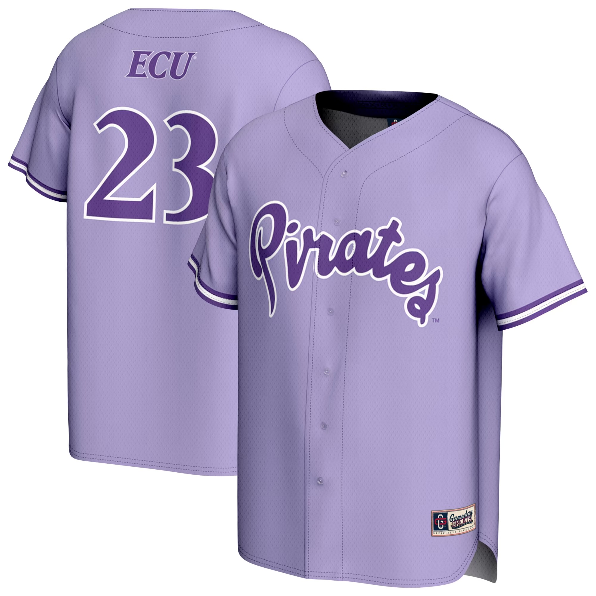 Hunk Wear - ECU Pirates GameDay Greats Unisex Lightweight Collegiate Baseball Fashion Jersey - Purple