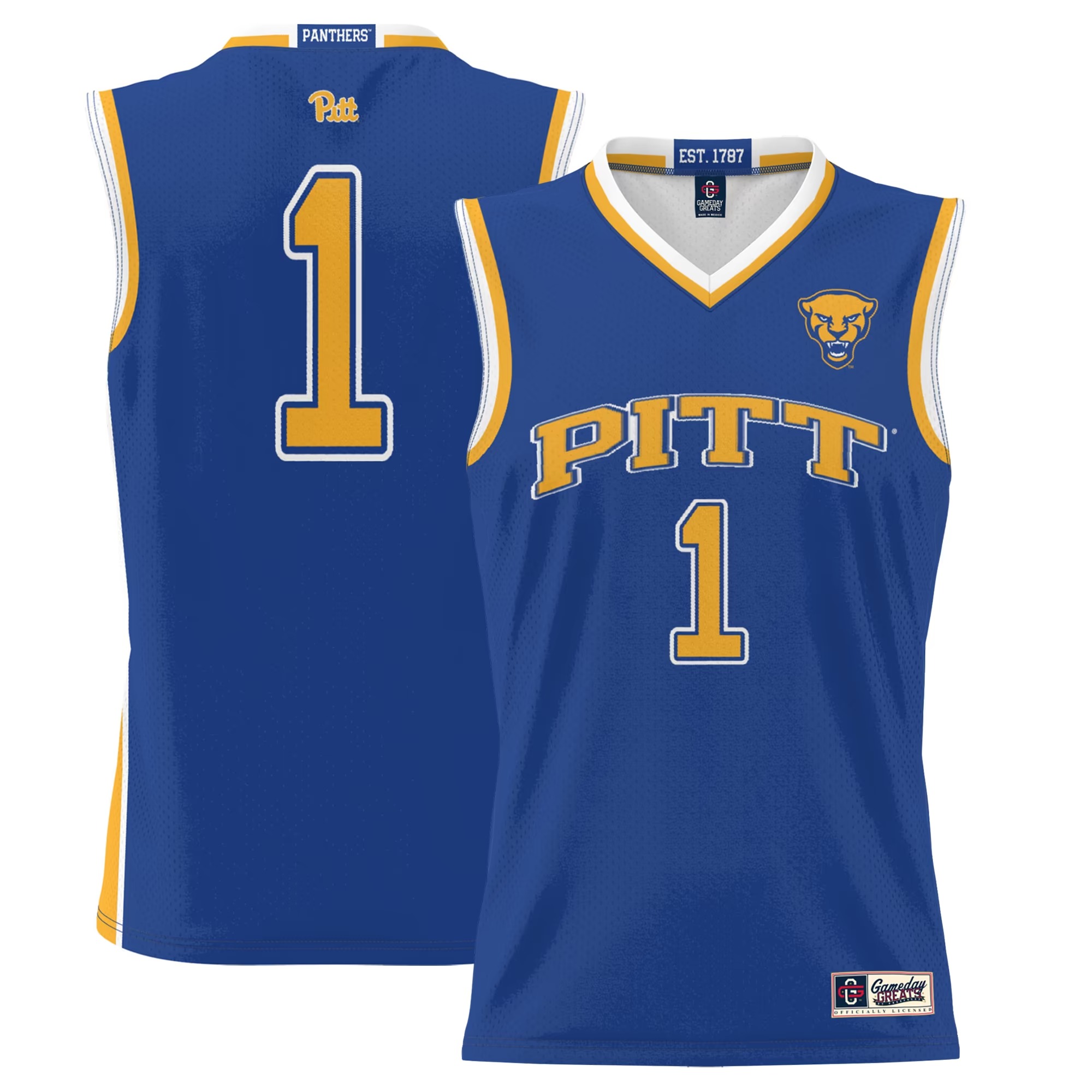 Hunk Wear - #1 Pitt Panthers GameDay Greats Youth Lightweight Basketball Jersey - Royal