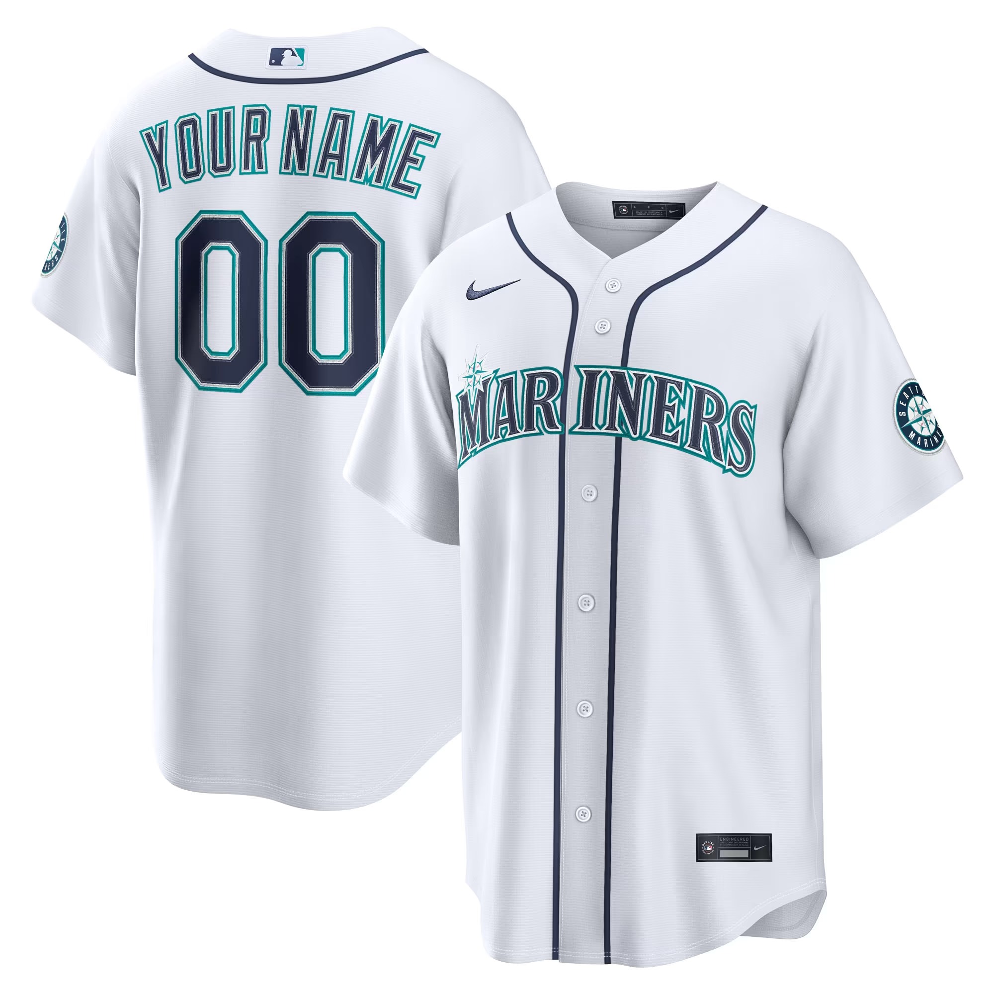 Hunk Wear - Seattle Mariners Nike Home Stadium Custom Jersey - White