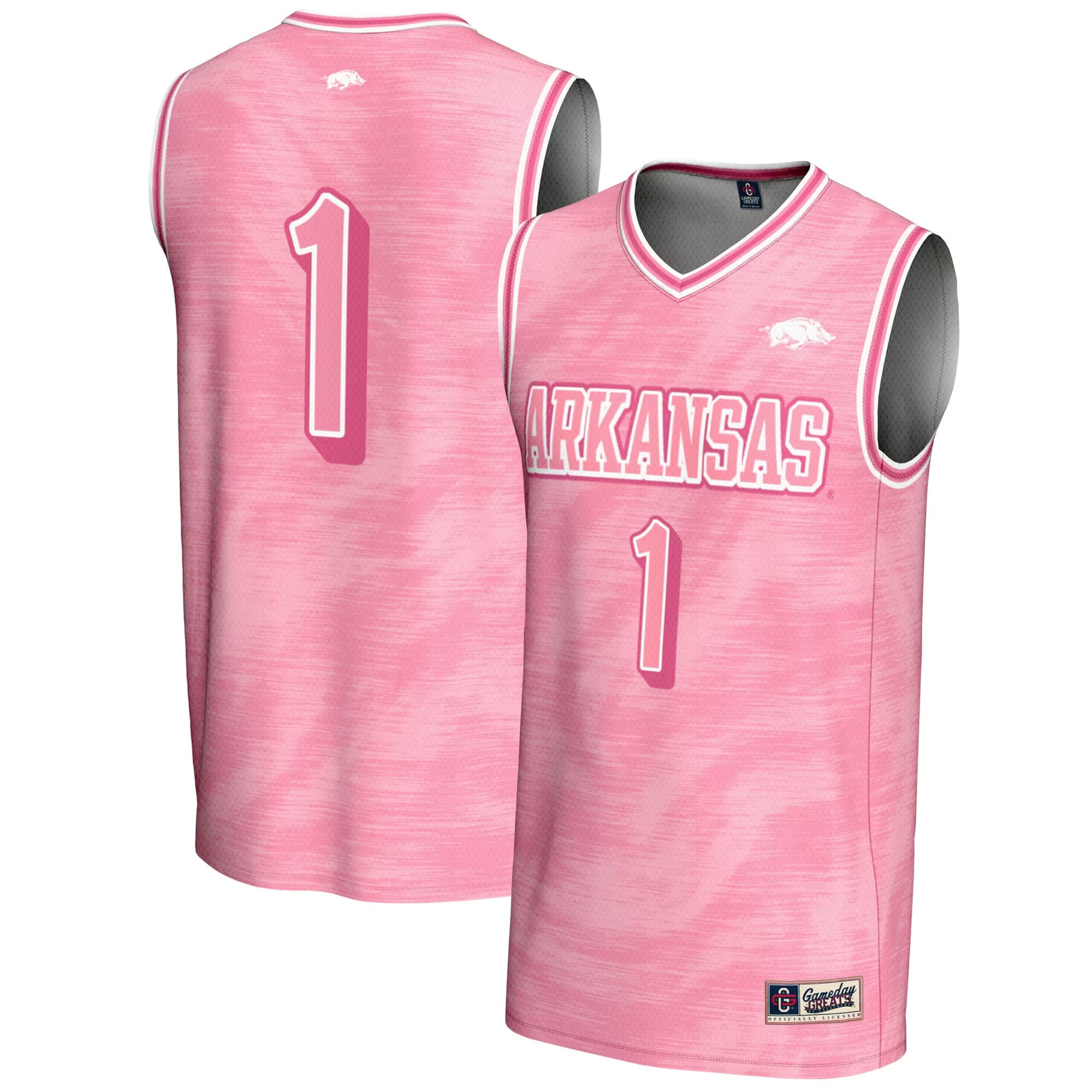 Hunk Wear - #1 Arkansas Razorbacks GameDay Greats Youth Lightweight Basketball Jersey - Pink