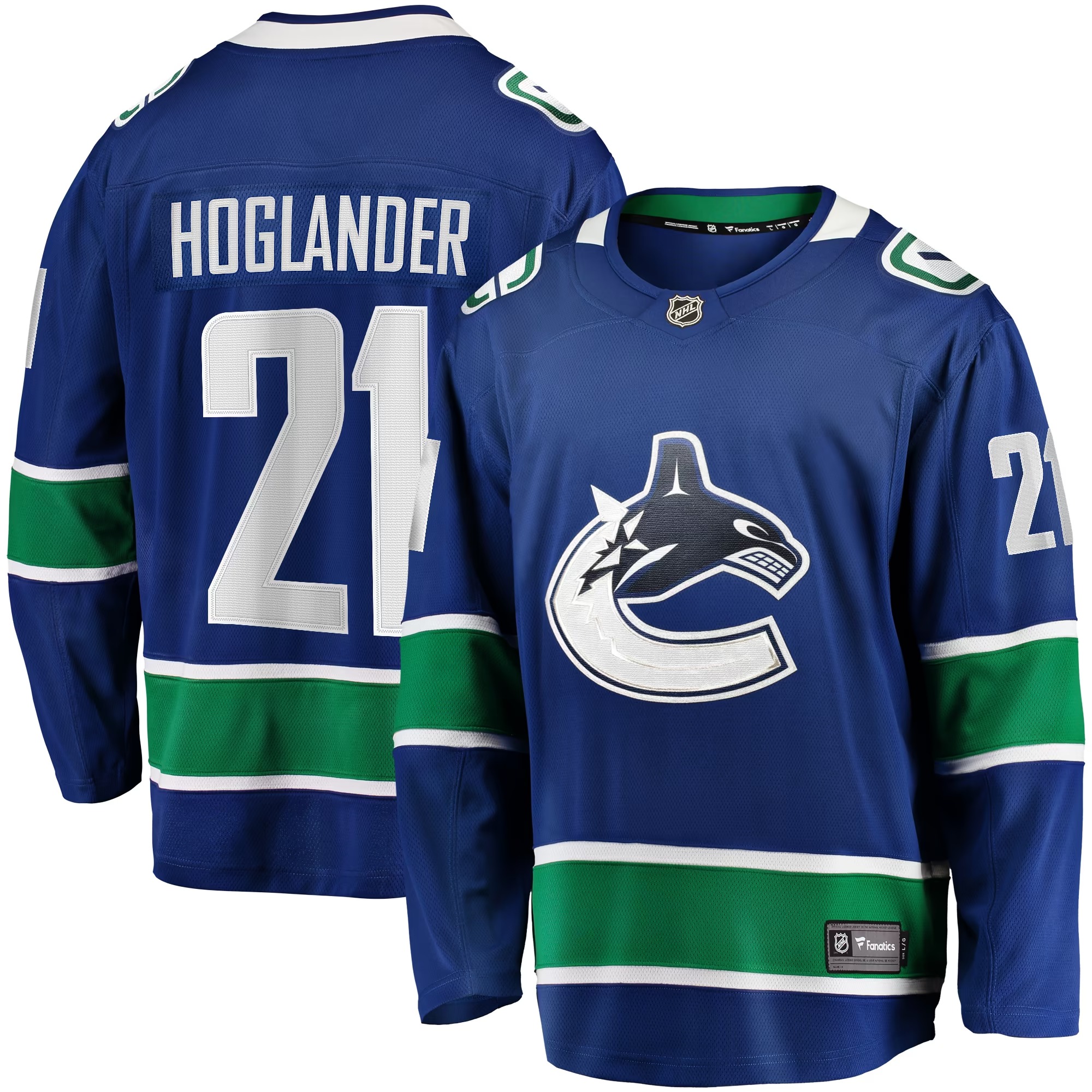 Hunk Wear - Nils Hoglander Vancouver Canucks Fanatics Home Premier Breakaway Player Jersey - Blue