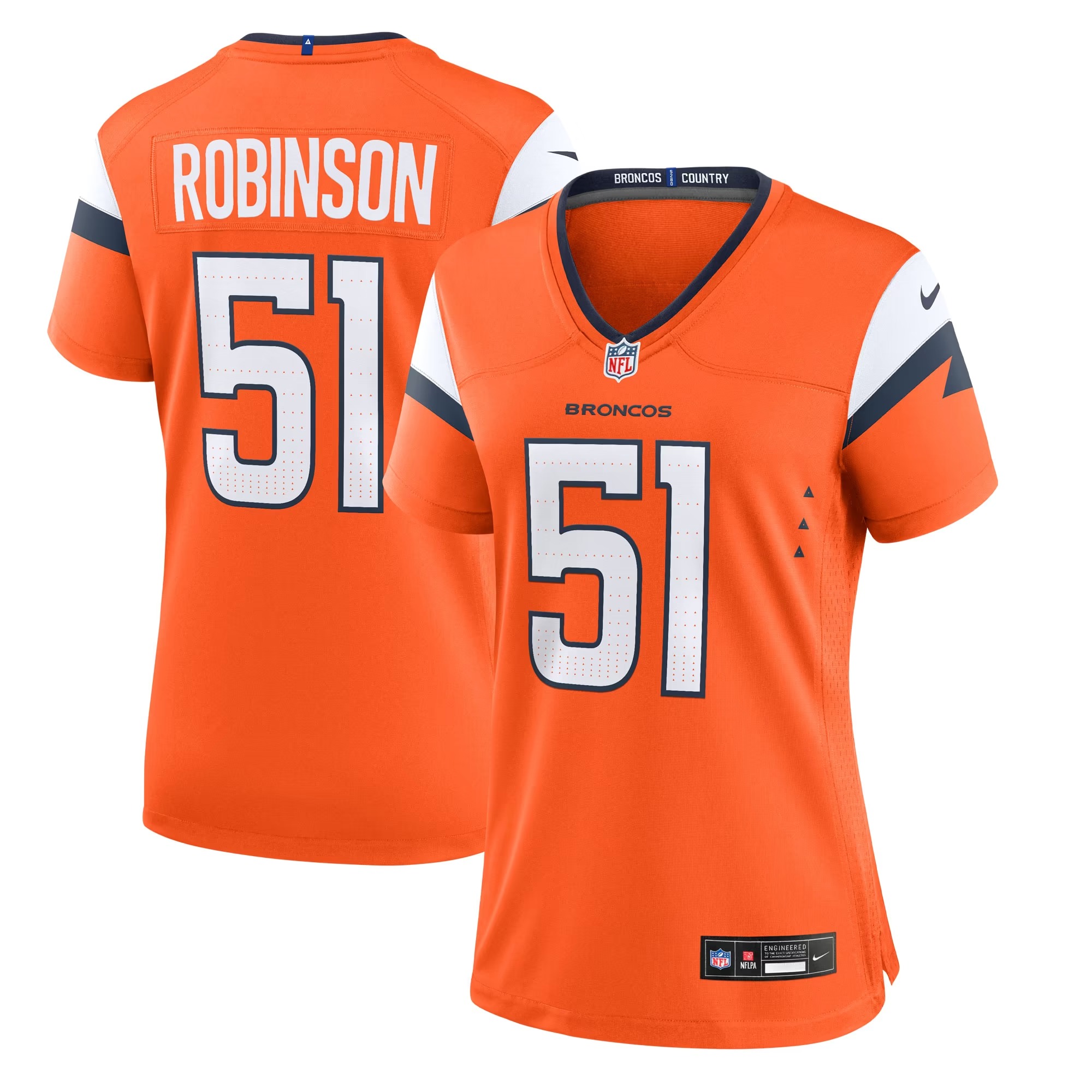 Hunk Wear - Que Robinson Denver Broncos Nike Women's Team Game Jersey - Orange