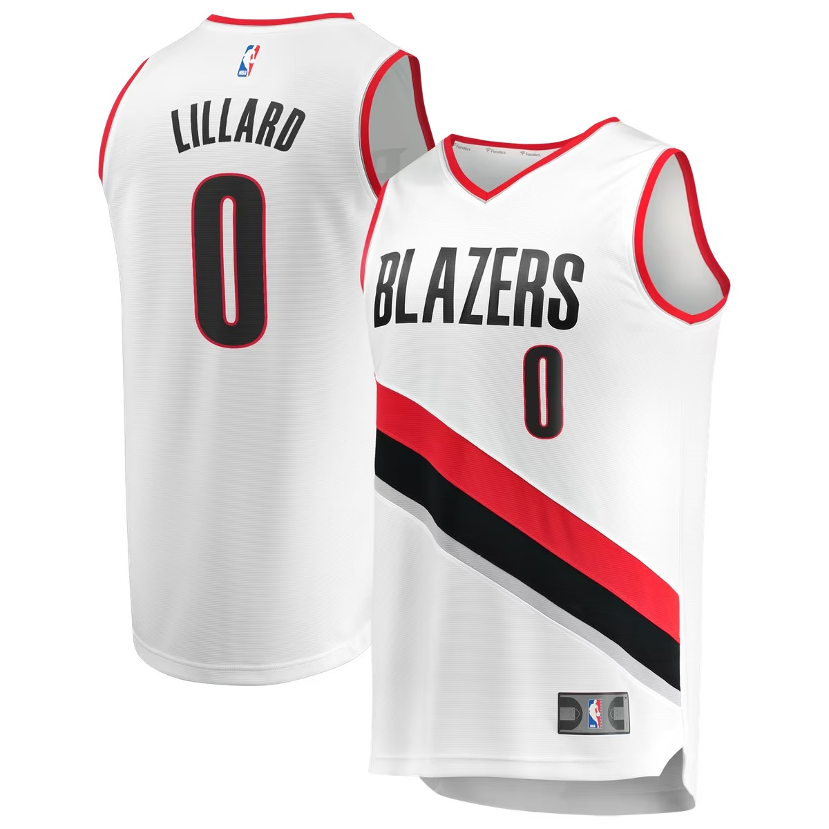 Hunk Wear - Damian Lillard Portland Trail Blazers Fanatics Fast Break Replica Jersey - White - Association Edition