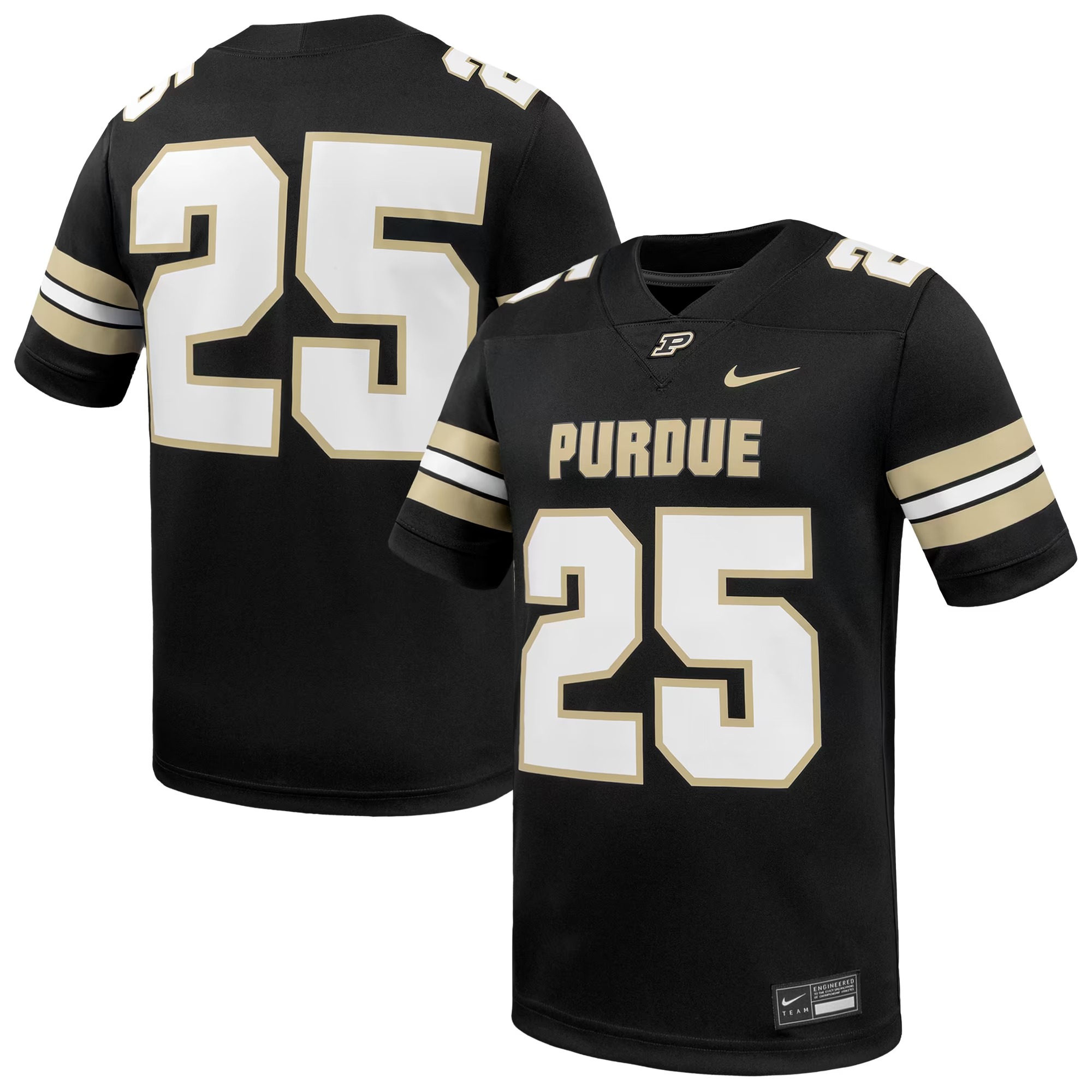 Hunk Wear - #25 Purdue Boilermakers Nike Game Football Jersey - Black