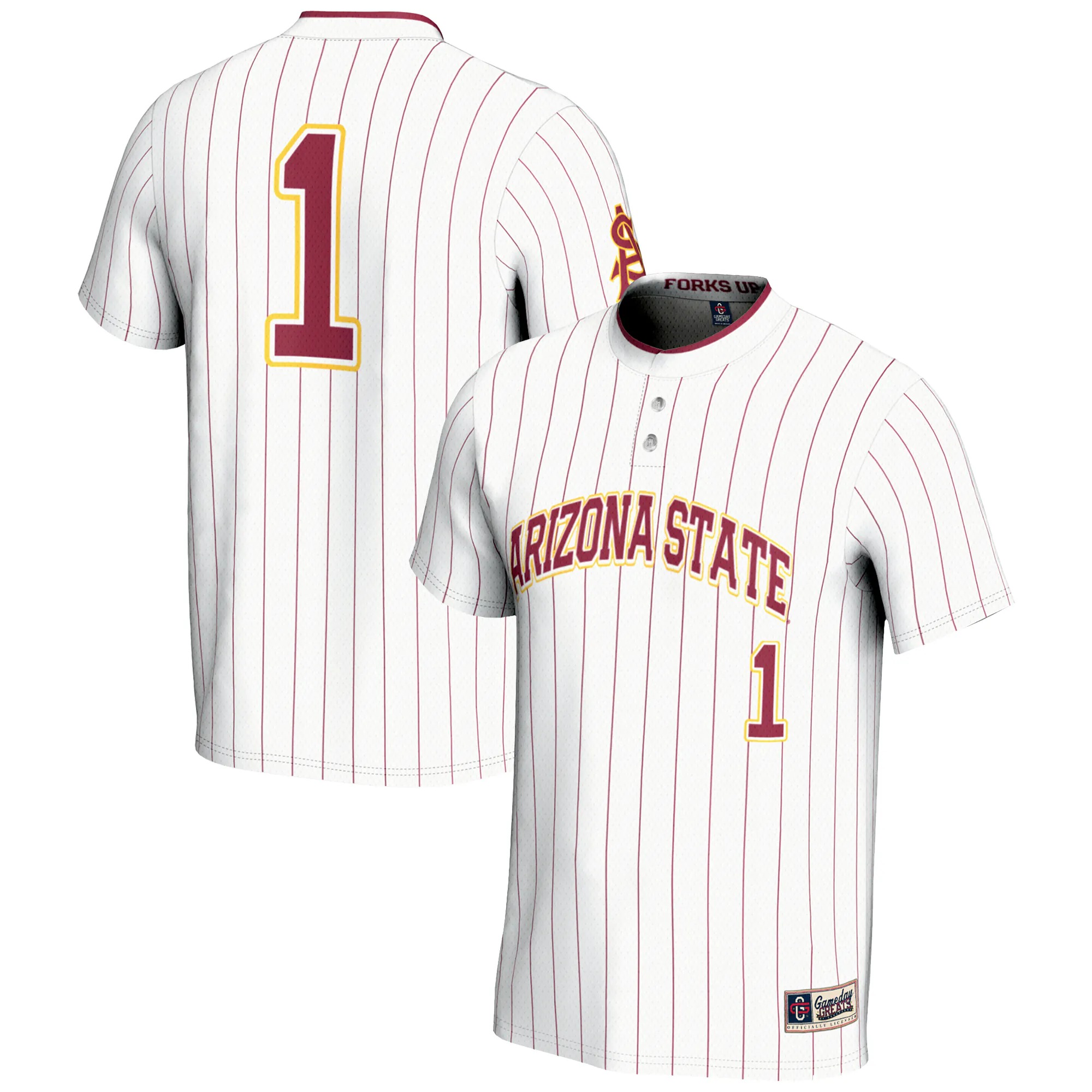 Hunk Wear - #1 Arizona State Sun Devils GameDay Greats Lightweight Softball Jersey - White