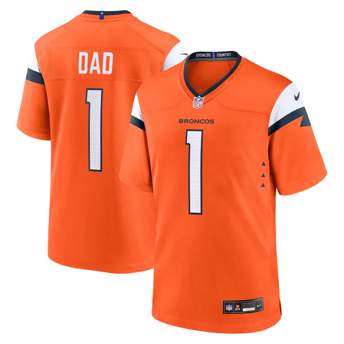 Hunk Wear - Denver Broncos Nike #1 Dad Game Jersey - Orange
