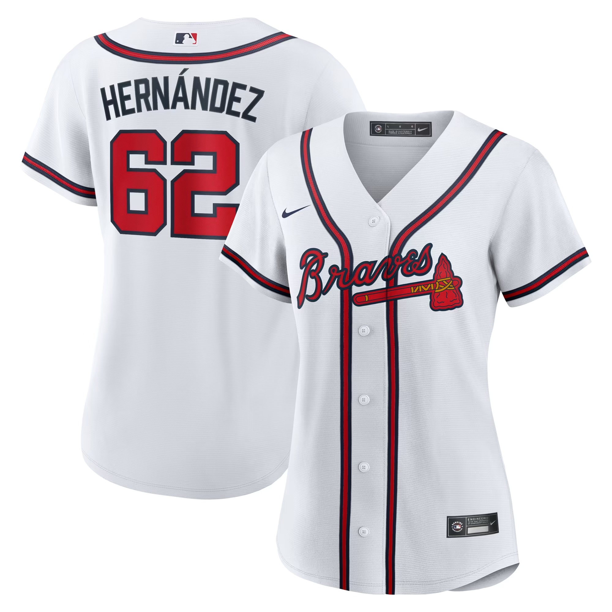 Hunk Wear - Daysbel Hernandez Atlanta Braves Nike Women's Home Replica Jersey - White