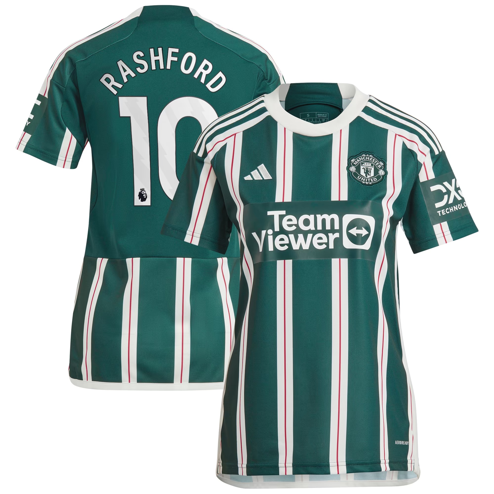 Hunk Wear - Marcus Rashford Manchester United adidas Women's 2023_24 Away Replica Player Jersey - Green