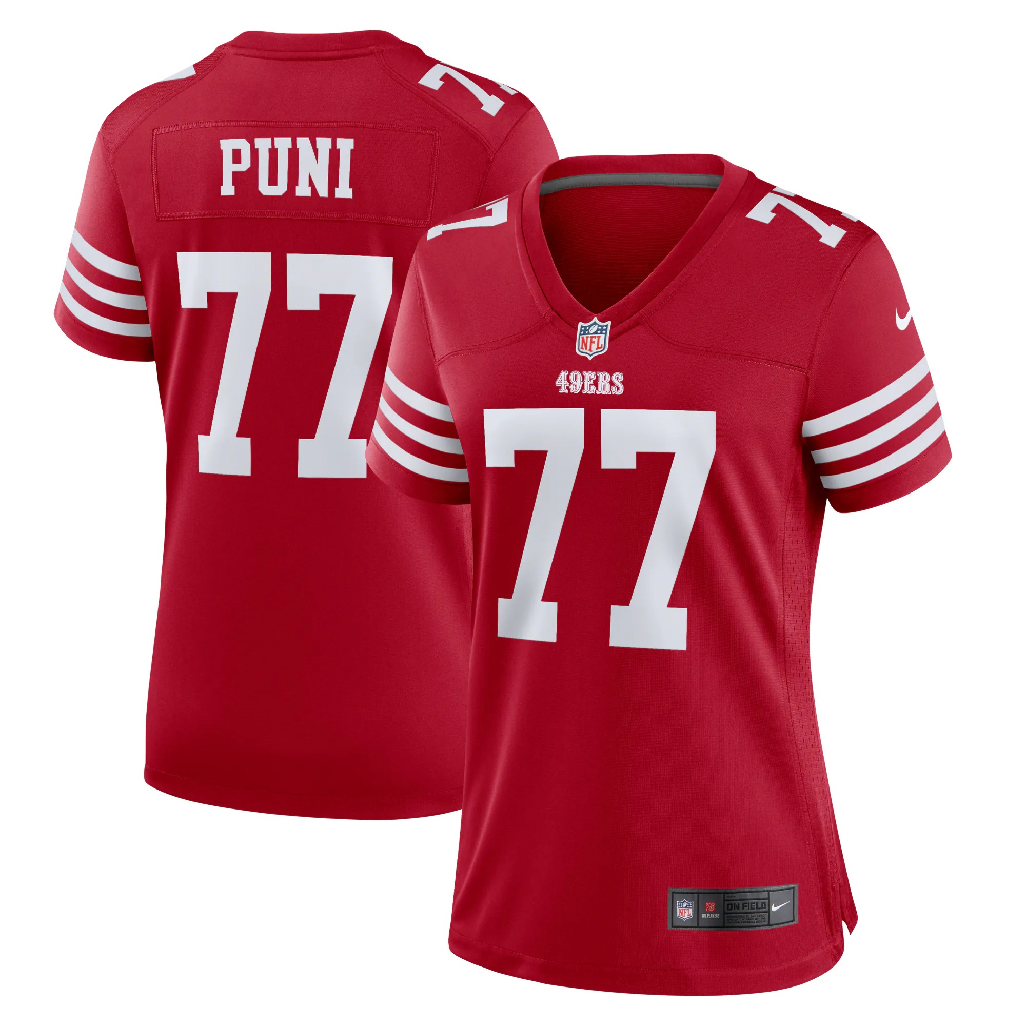 Hunk Wear - Dominick Puni San Francisco 49ers Nike Women's Team Game Jersey - Scarlet