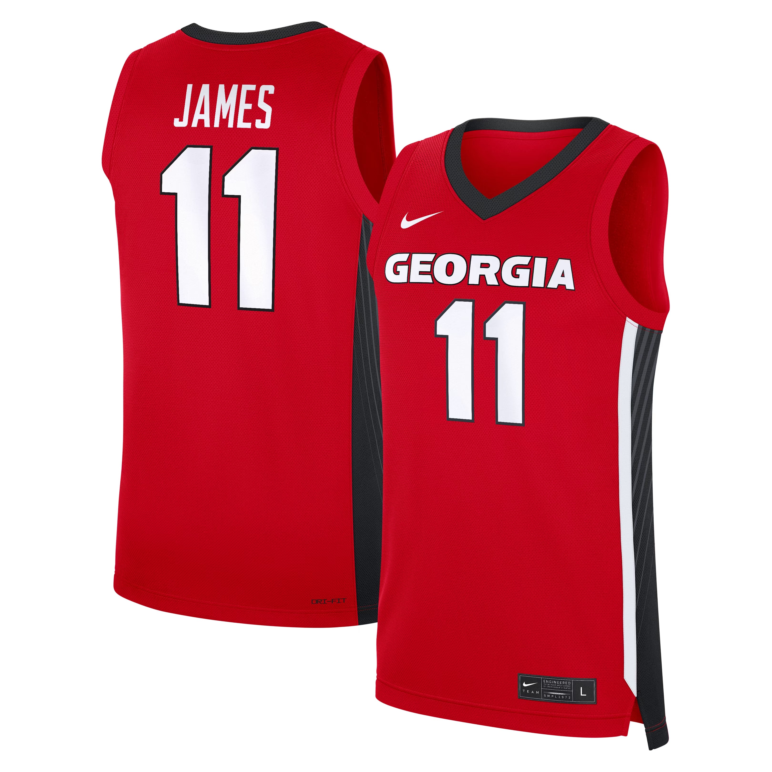 Hunk Wear - Dylan James Georgia Bulldogs Nike NIL Men's Basketball Replica Jersey - Red