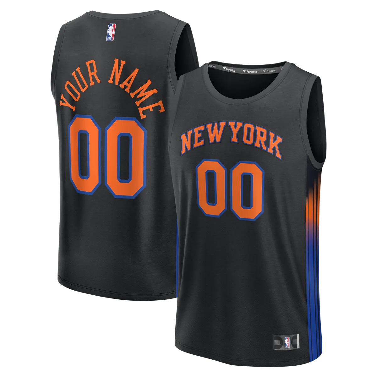 Hunk Wear - New York Knicks Fanatics Fast Break Custom Jersey - Icon Edition - Black