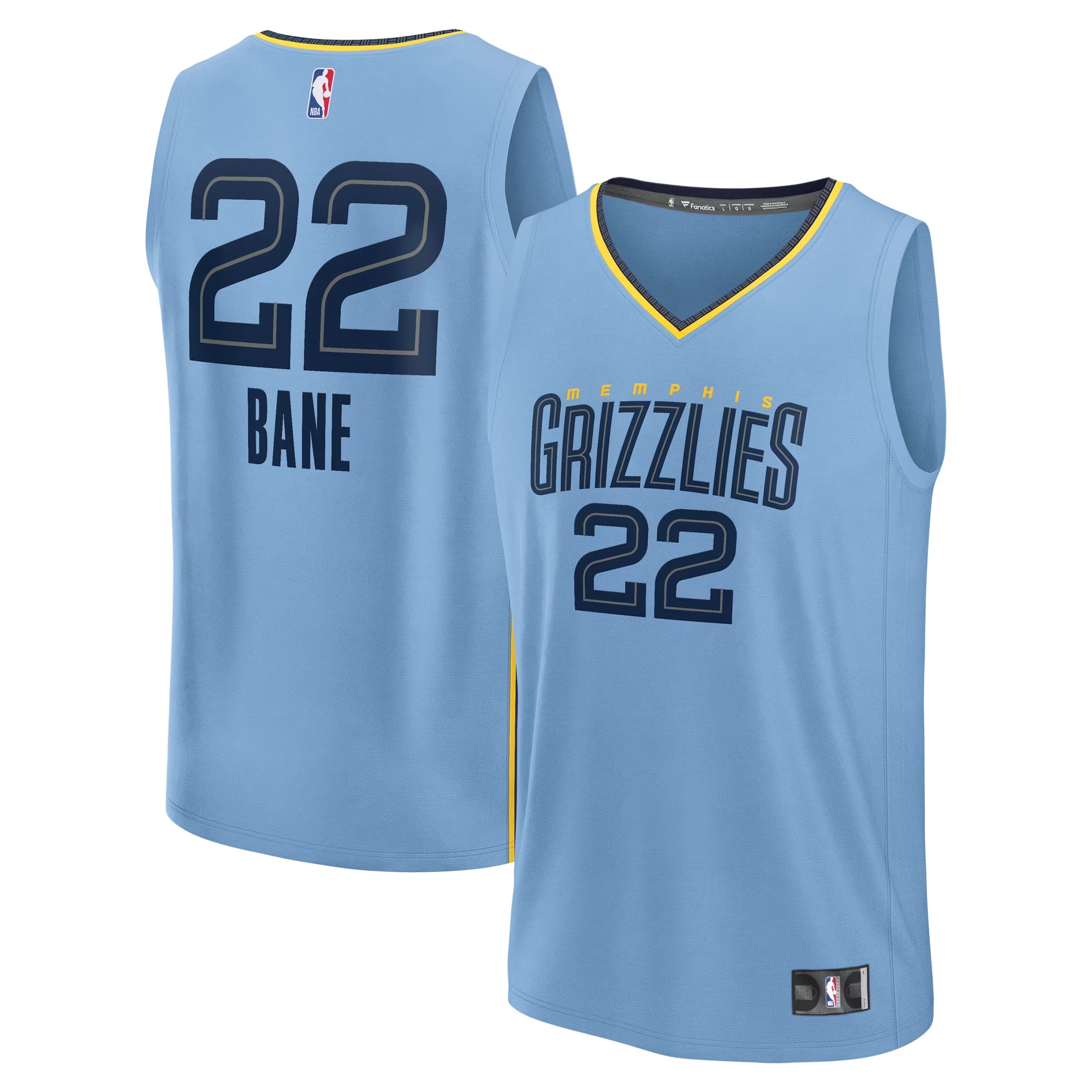 Hunk Wear - Desmond Bane Memphis Grizzlies Fanatics Fast Break Replica Player Jersey - Statement Edition - Light Blue