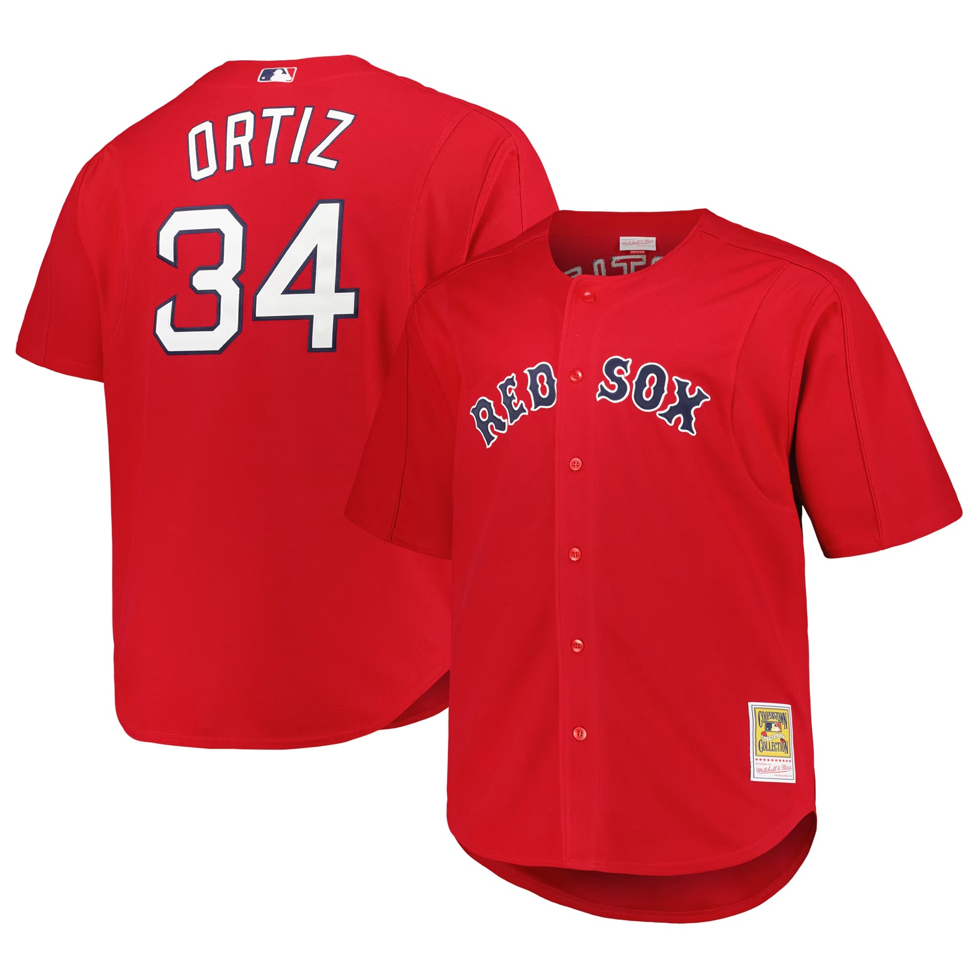 Hunk Wear - David Ortiz Boston Red Sox Mitchell & Ness Big & Tall Cooperstown Mesh Batting Practice Jersey - Red