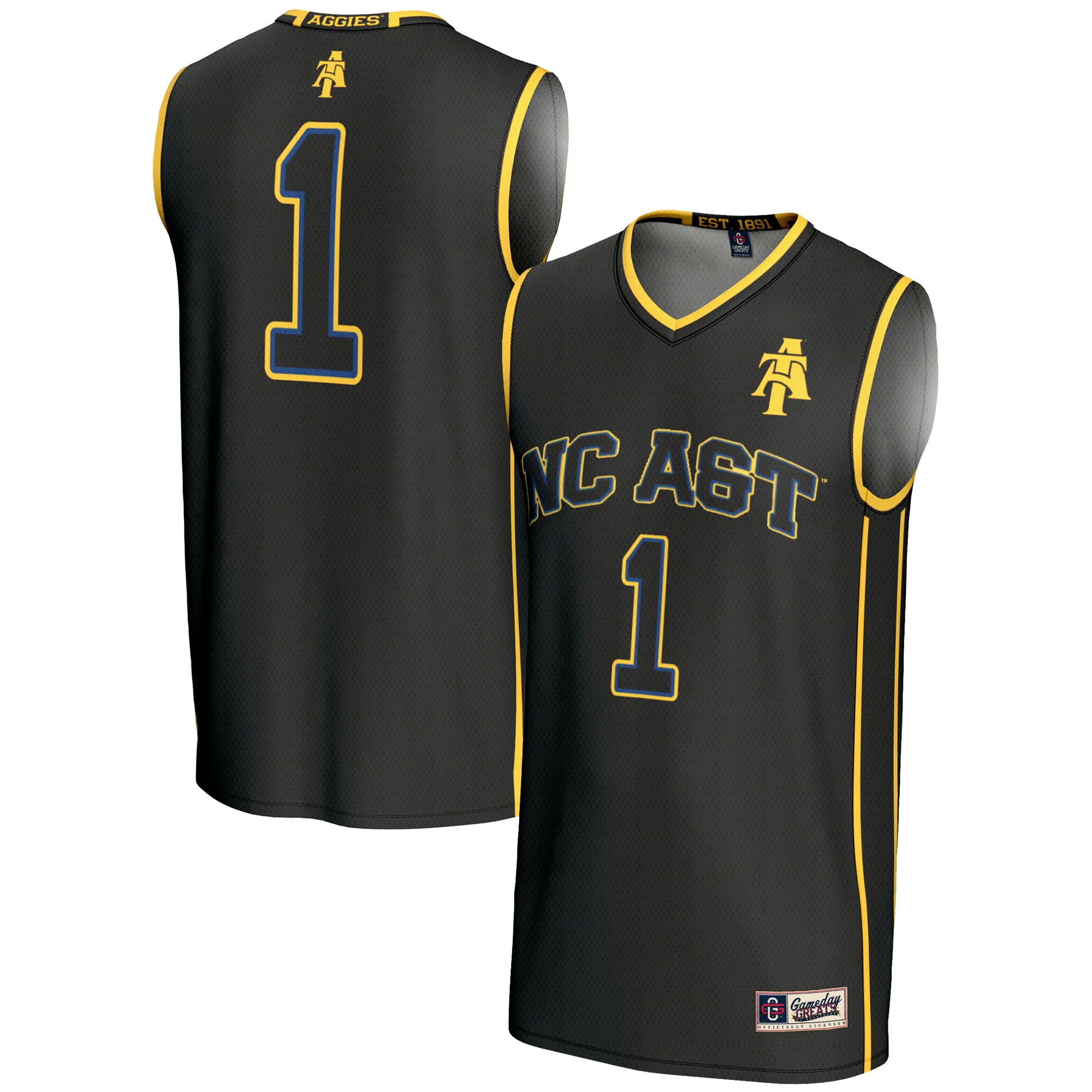 Hunk Wear - #1 North Carolina A&T Aggies GameDay Greats Lightweight Basketball Jersey - Black