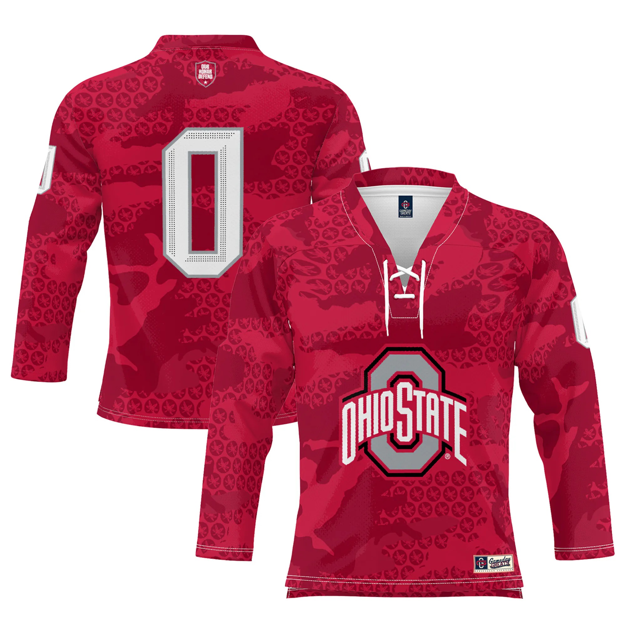 Hunk Wear - #0 Ohio State Buckeyes GameDay Greats Ice Hockey Jersey - Scarlet