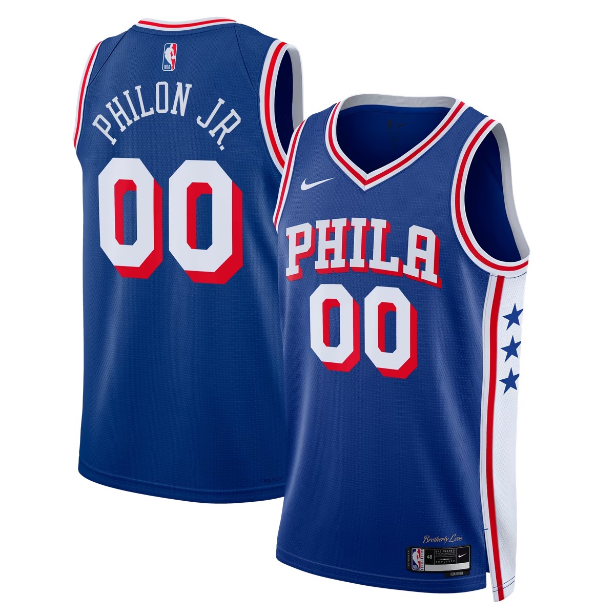 Hunk Wear - Labaron Philon Jr. Philadelphia 76ers Nike Unisex Swingman Jersey - Icon Edition - Royal