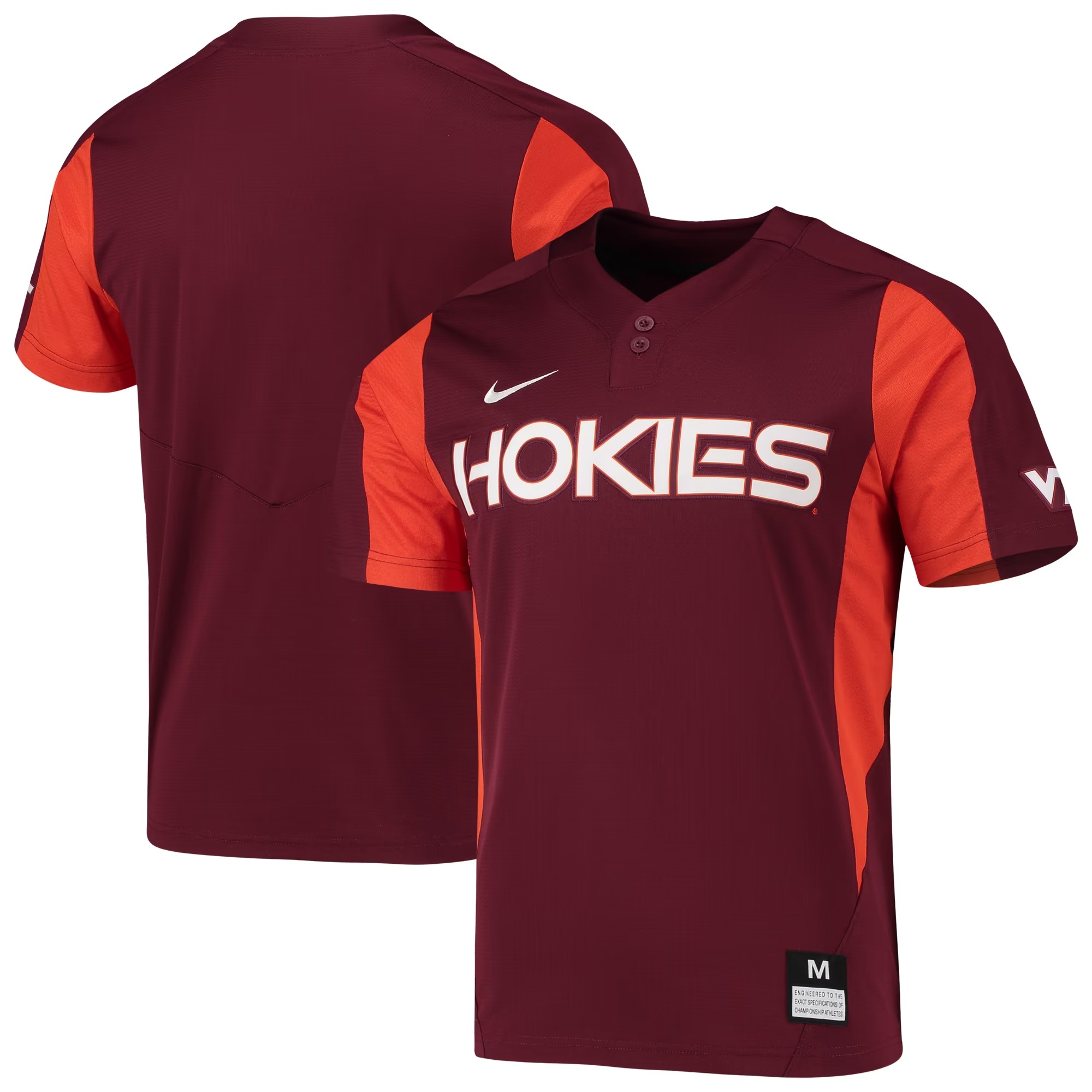 Hunk Wear - Virginia Tech Hokies Nike 2-Button Replica Baseball Jersey - Maroon