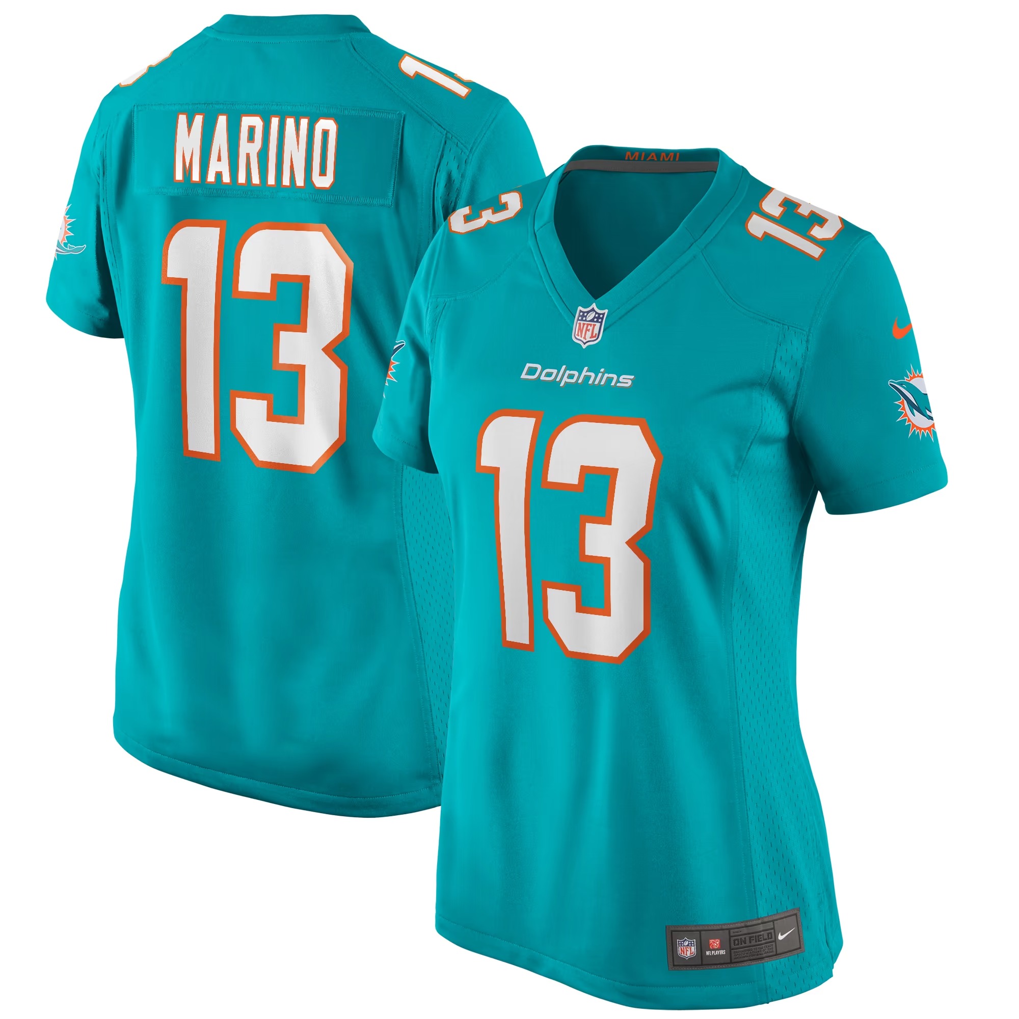 Hunk Wear - Dan Marino Miami Dolphins Nike Women's Game Retired Player Jersey - Aqua