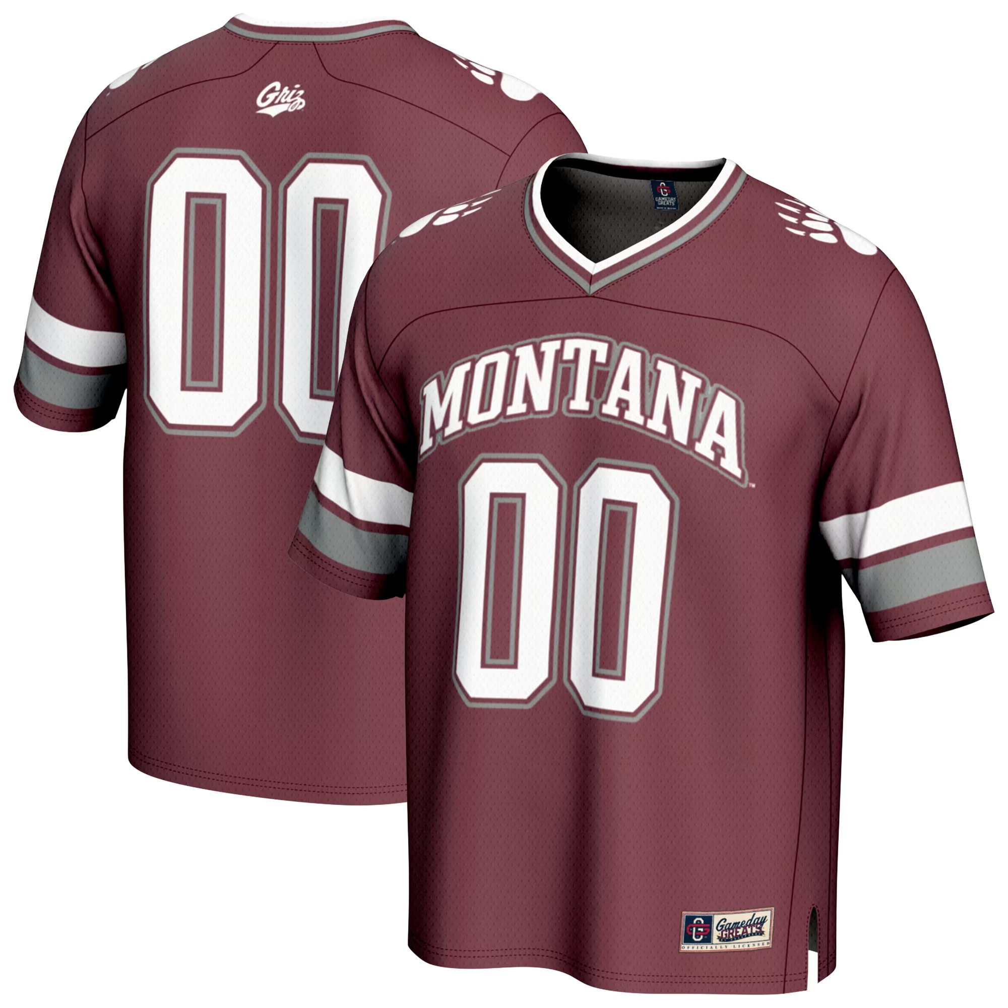 Hunk Wear - #00 Montana Grizzlies GameDay Greats Lightweight Collegiate Football Fashion Jersey - Maroon