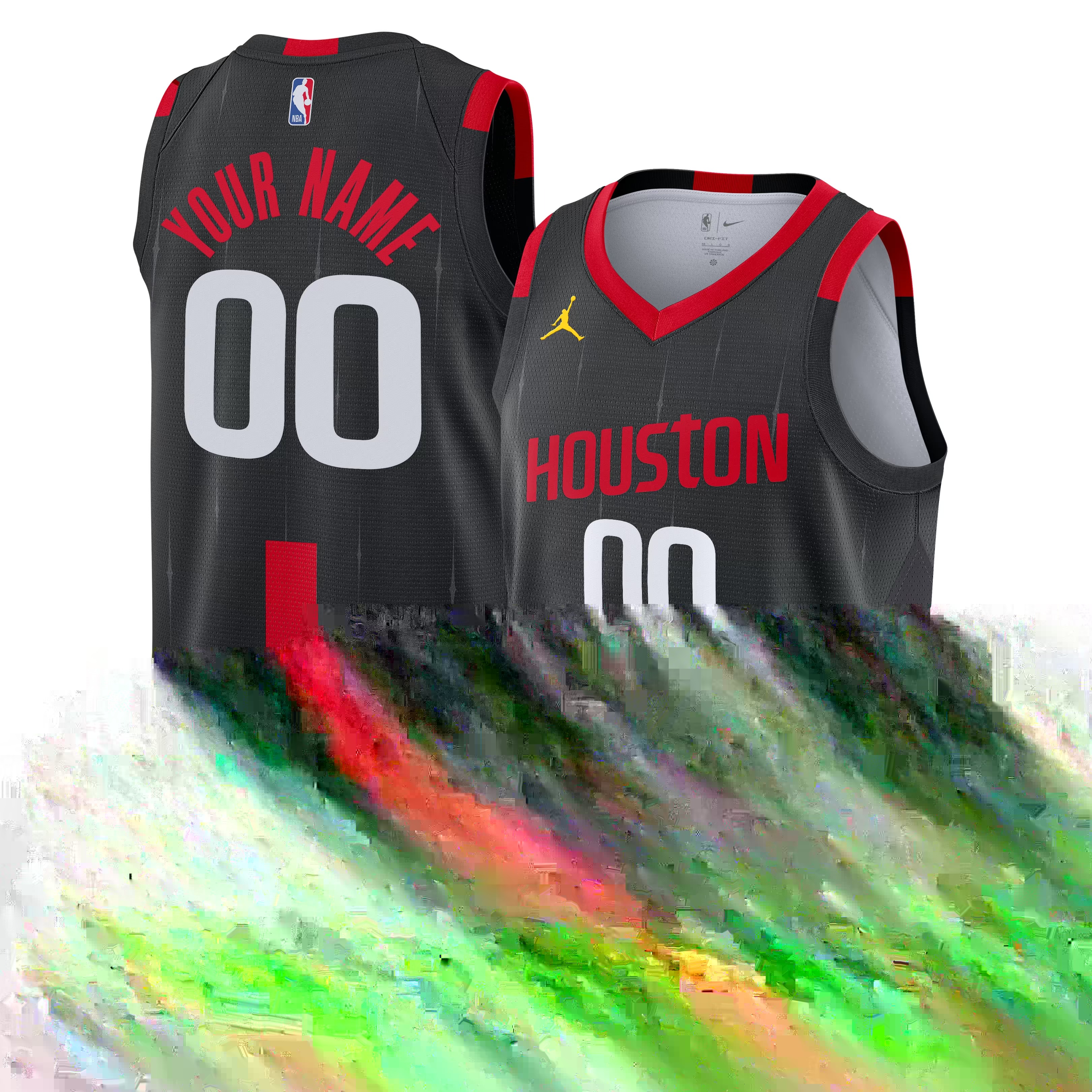 Hunk Wear - Houston Rockets Jordan Brand Unisex Swingman Custom Jersey - Statement Edition - Black