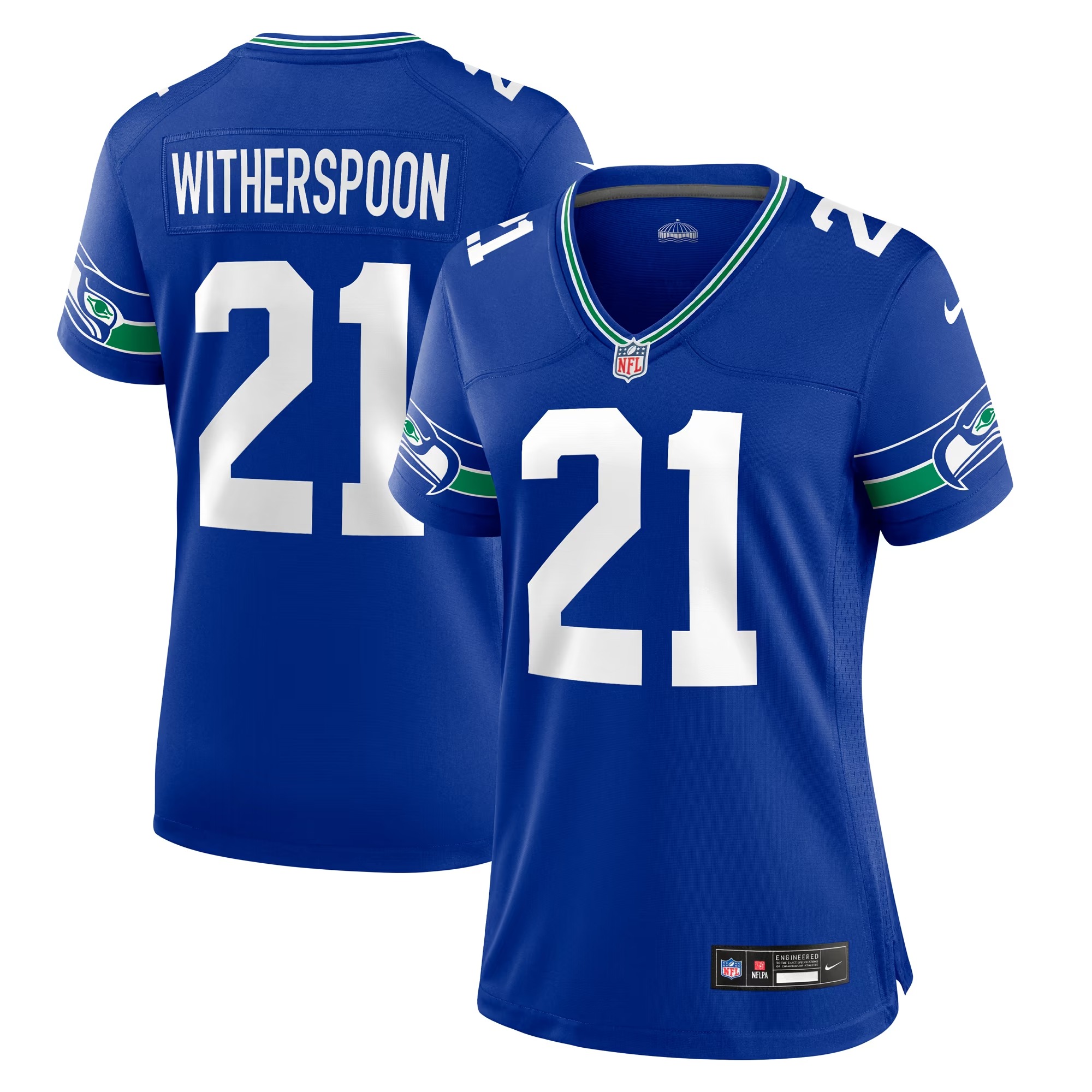 Hunk Wear - Devon Witherspoon Seattle Seahawks Nike Women's Throwback Player Game Jersey - Royal