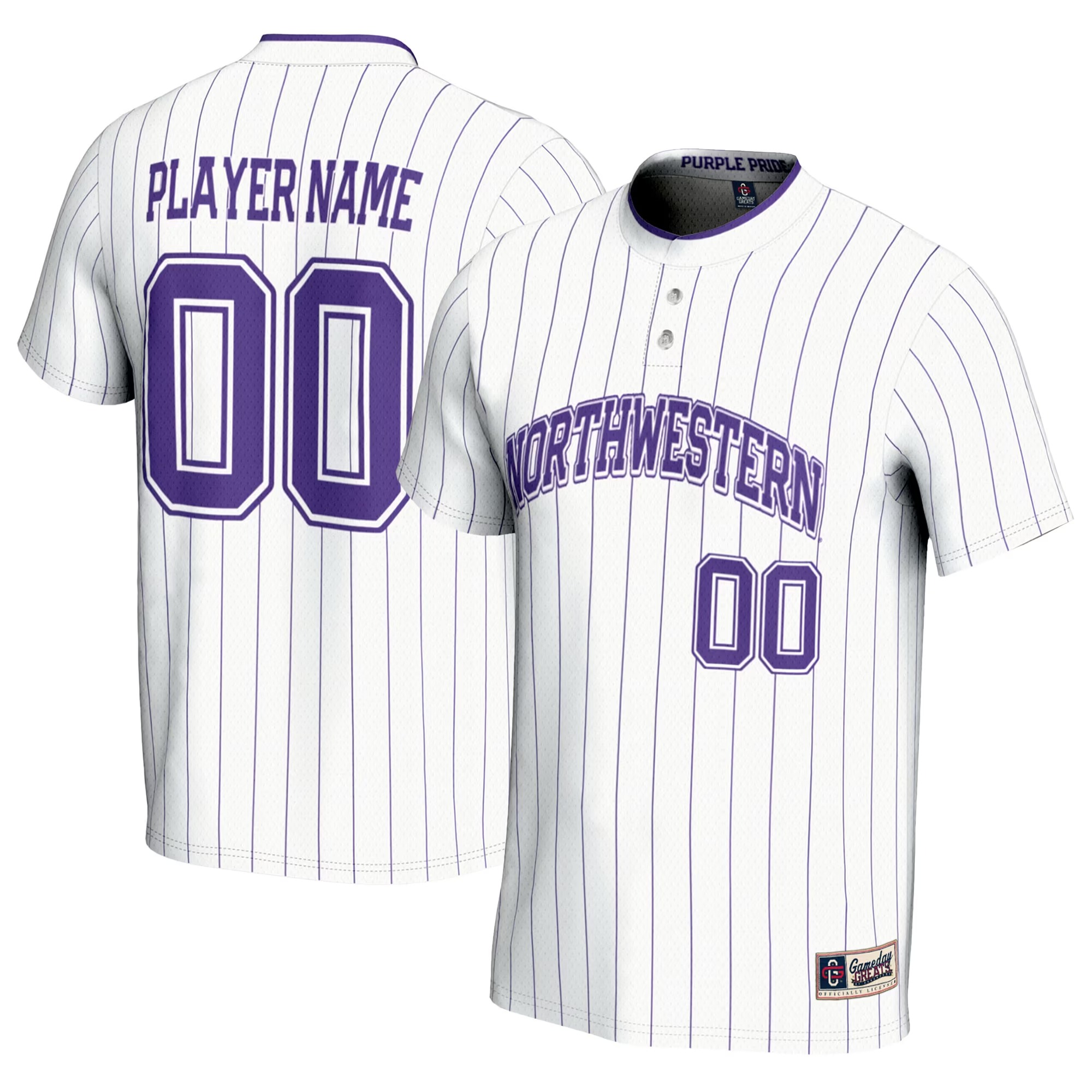 Hunk Wear - Northwestern Wildcats GameDay Greats Unisex NIL Pick-A-Player Lightweight Softball Jersey - White