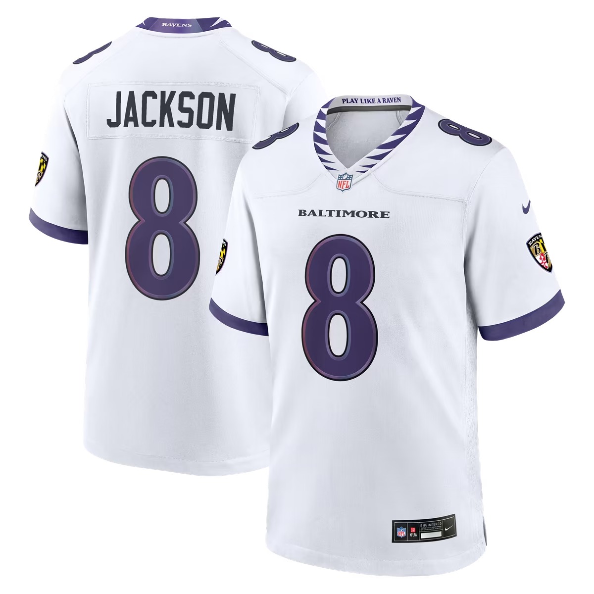 Hunk Wear - Lamar Jackson Baltimore Ravens Nike Game Jersey - White