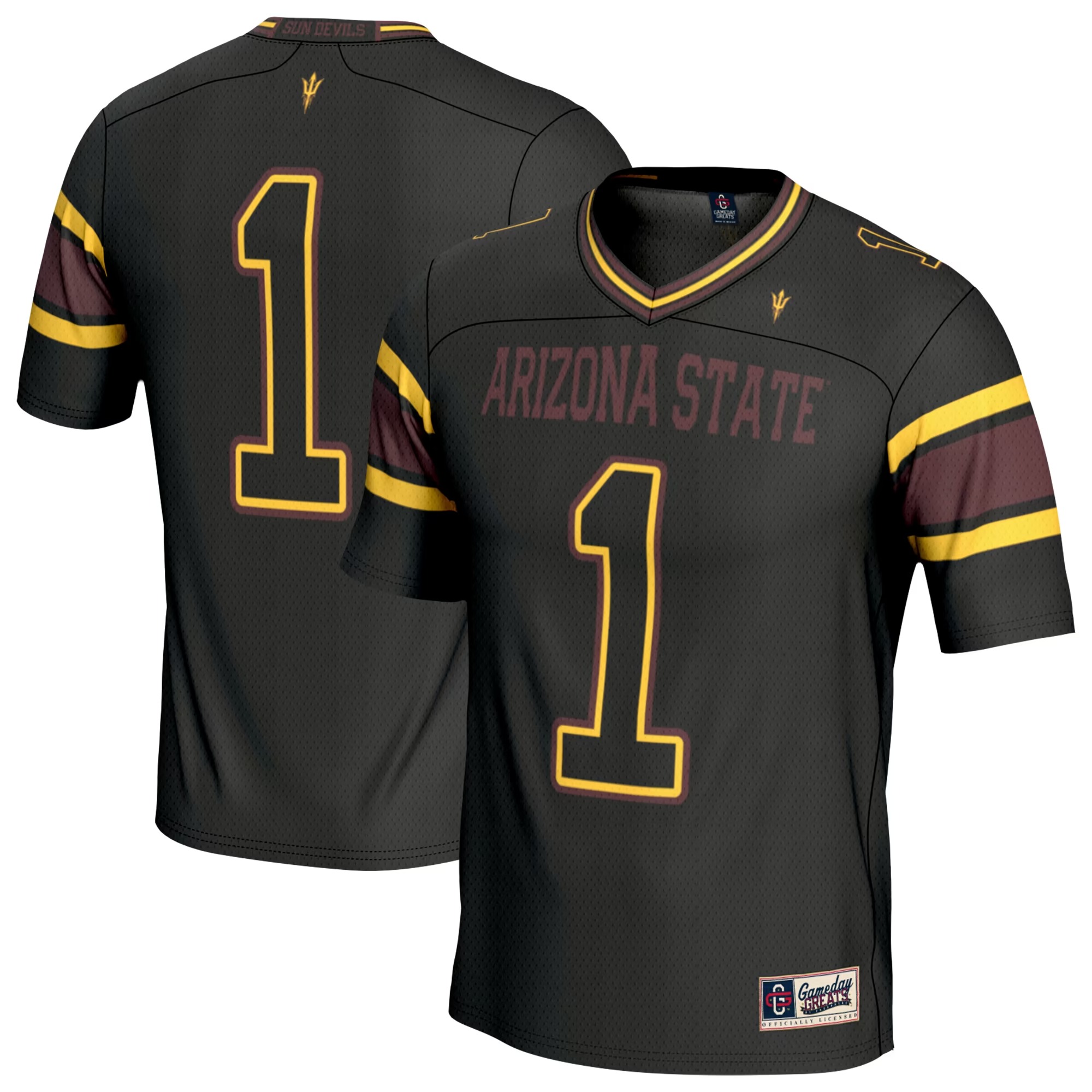 Hunk Wear - #1 Arizona State Sun Devils GameDay Greats Youth Lightweight Collegiate Football Fashion Jersey - Black