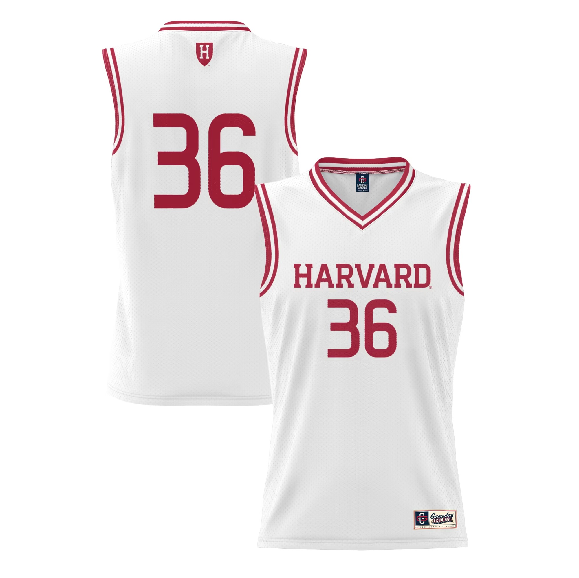Hunk Wear - #36 Harvard Crimson GameDay Greats Lightweight Basketball Jersey - White