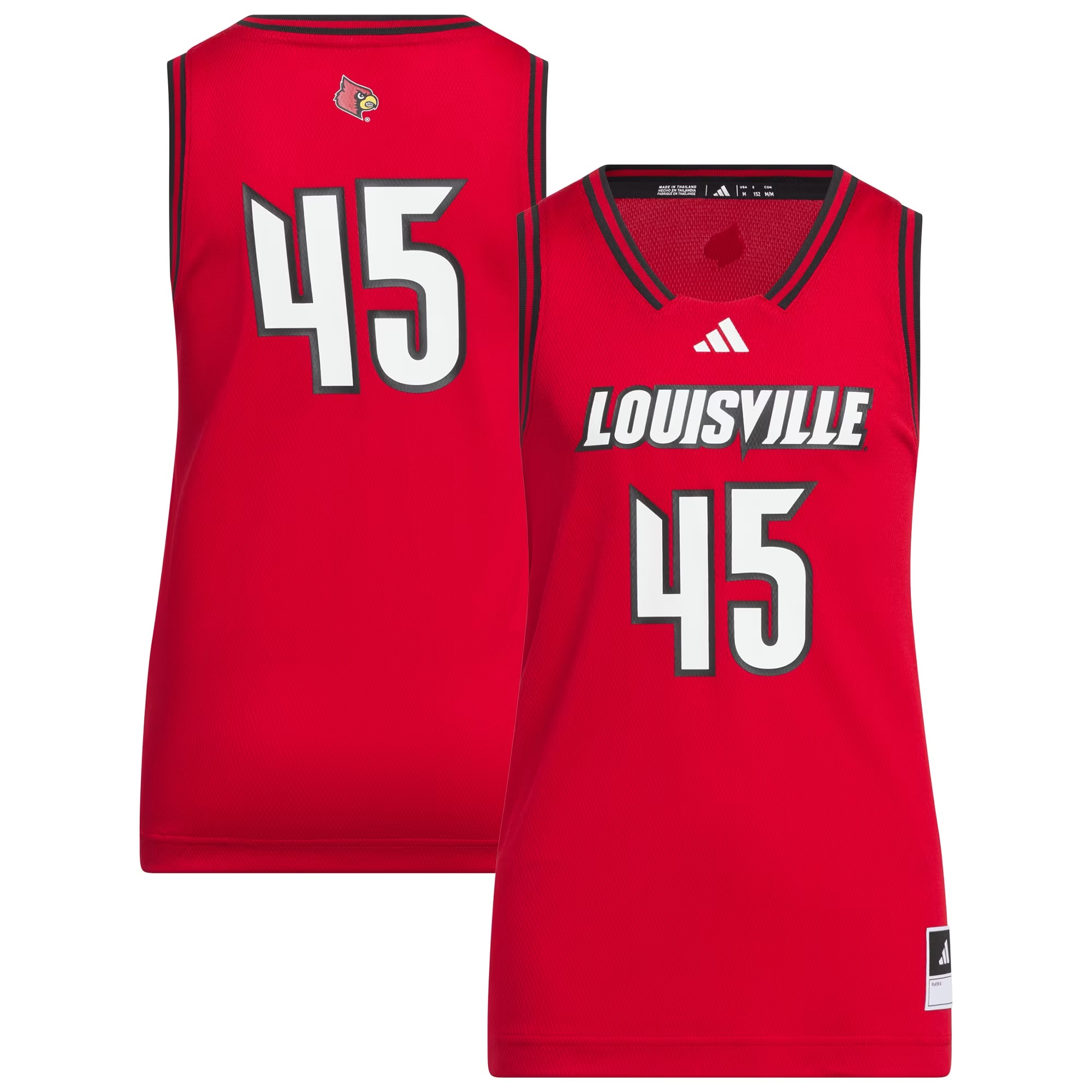 Hunk Wear - #45 Louisville Cardinals adidas Youth Replica Swingman Jersey - Red