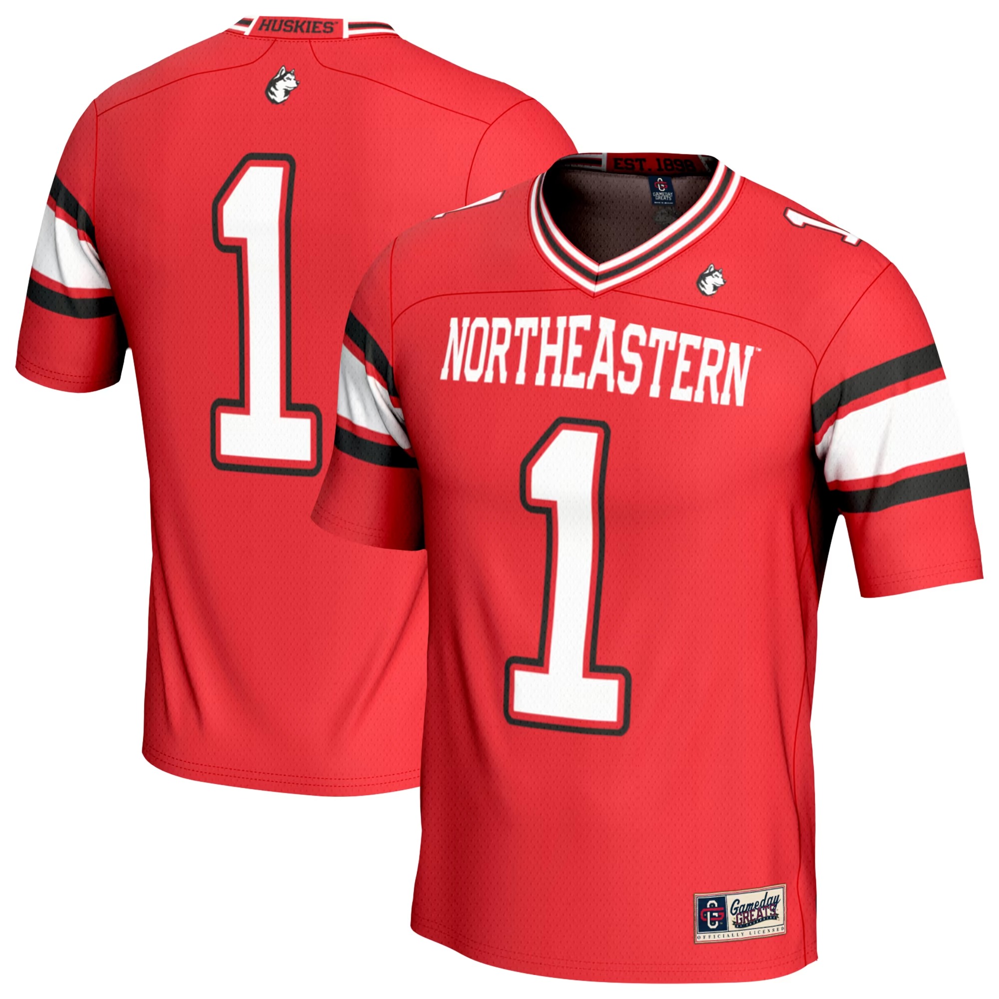Hunk Wear - #1 Northeastern Huskies GameDay Greats Unisex Lightweight Collegiate Football Fashion Jersey - Red