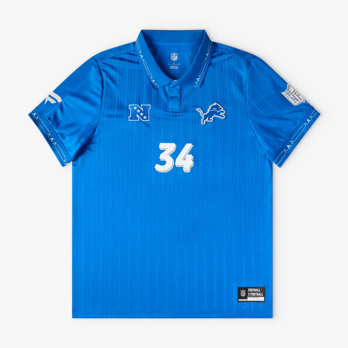 Hunk Wear - Detroit Lions Fanatics Youth Football x Football Collared Fan Top - Blue