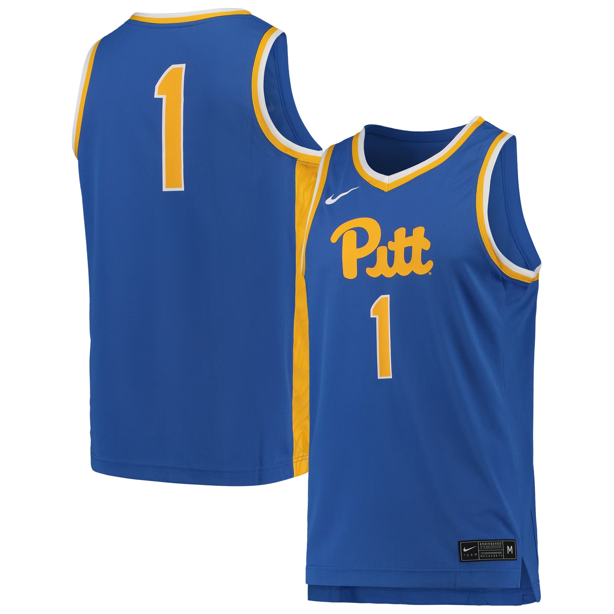 Hunk Wear - #1 Pitt Panthers Nike Team Replica Basketball Jersey - Royal