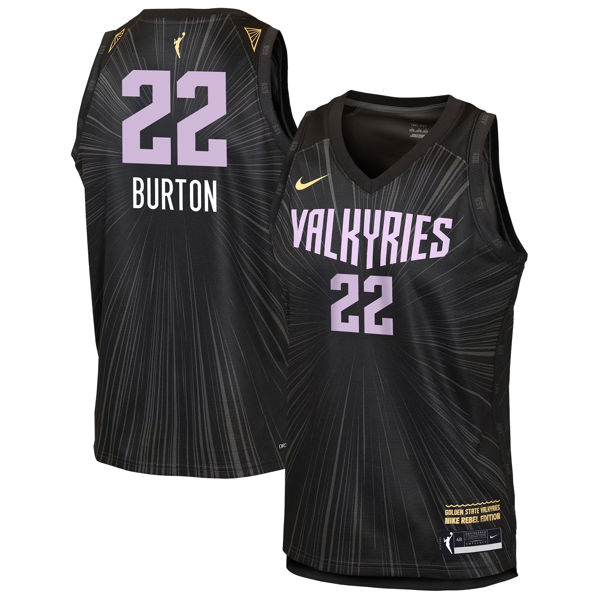 Hunk Wear - Veronica Burton Golden State Valkyries Nike Youth Victory Jersey - Rebel Edition - Anthracite