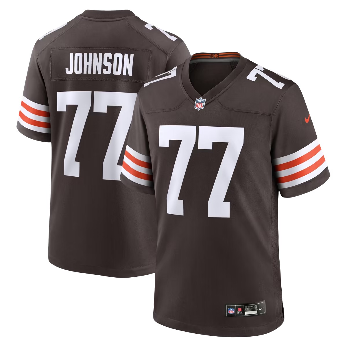 Hunk Wear - Zion Johnson Cleveland Browns Nike Team Game Jersey - Brown