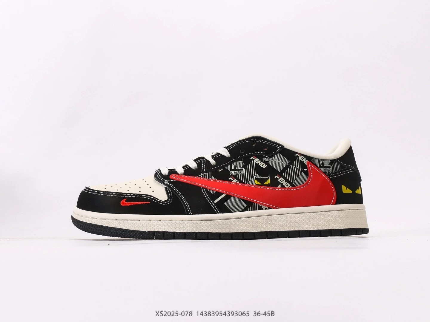 Nike Low Top Sneakers Black White Red Pattern XS2025-078