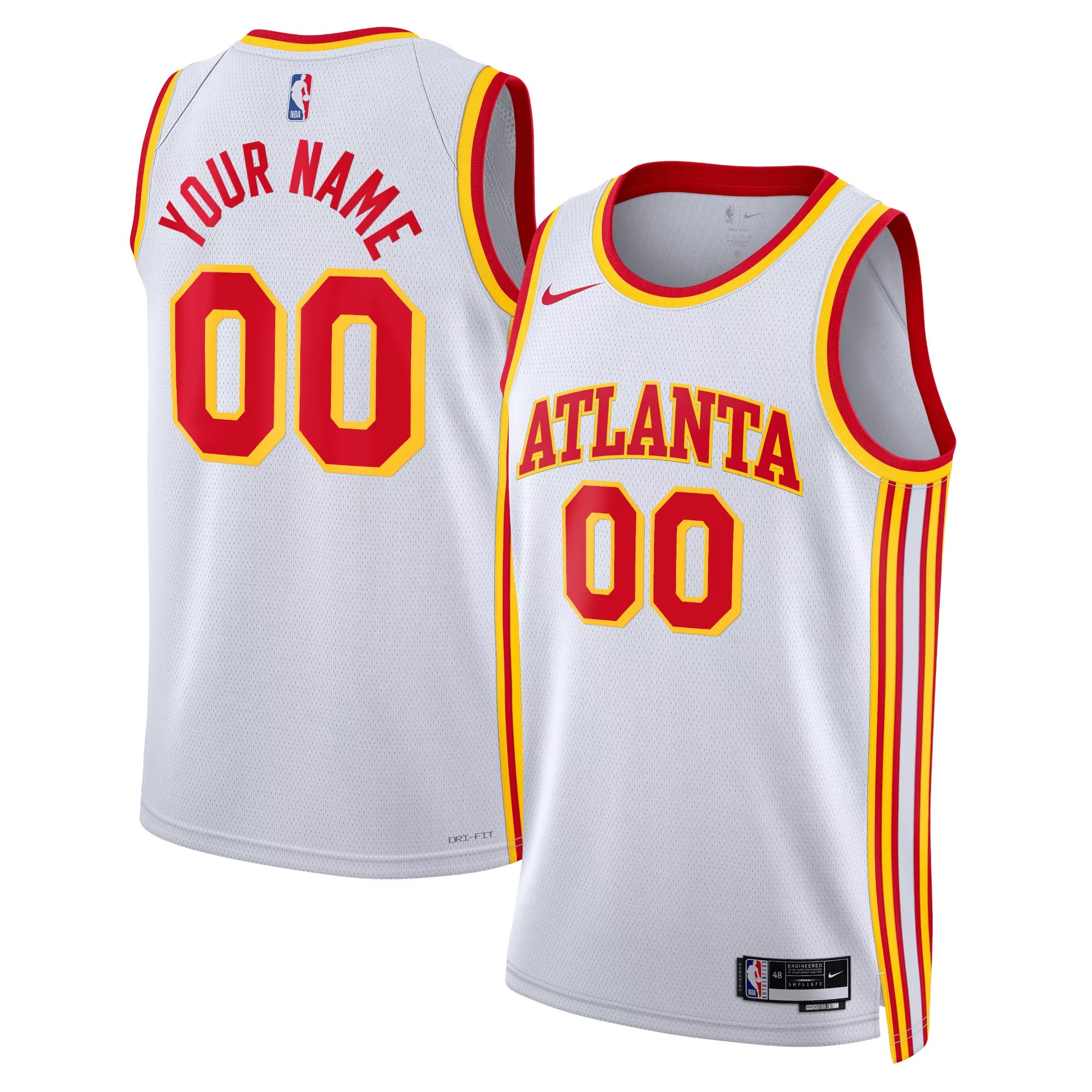 Hunk Wear - Atlanta Hawks Nike Unisex Swingman Custom Jersey White - Association Edition