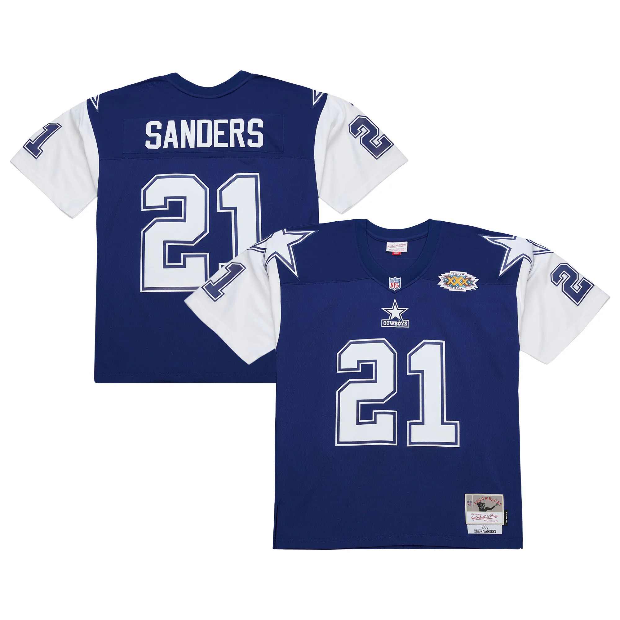 Hunk Wear - Deion Sanders Dallas Cowboys Mitchell & Ness 1995 Legacy Replica Jersey - Navy