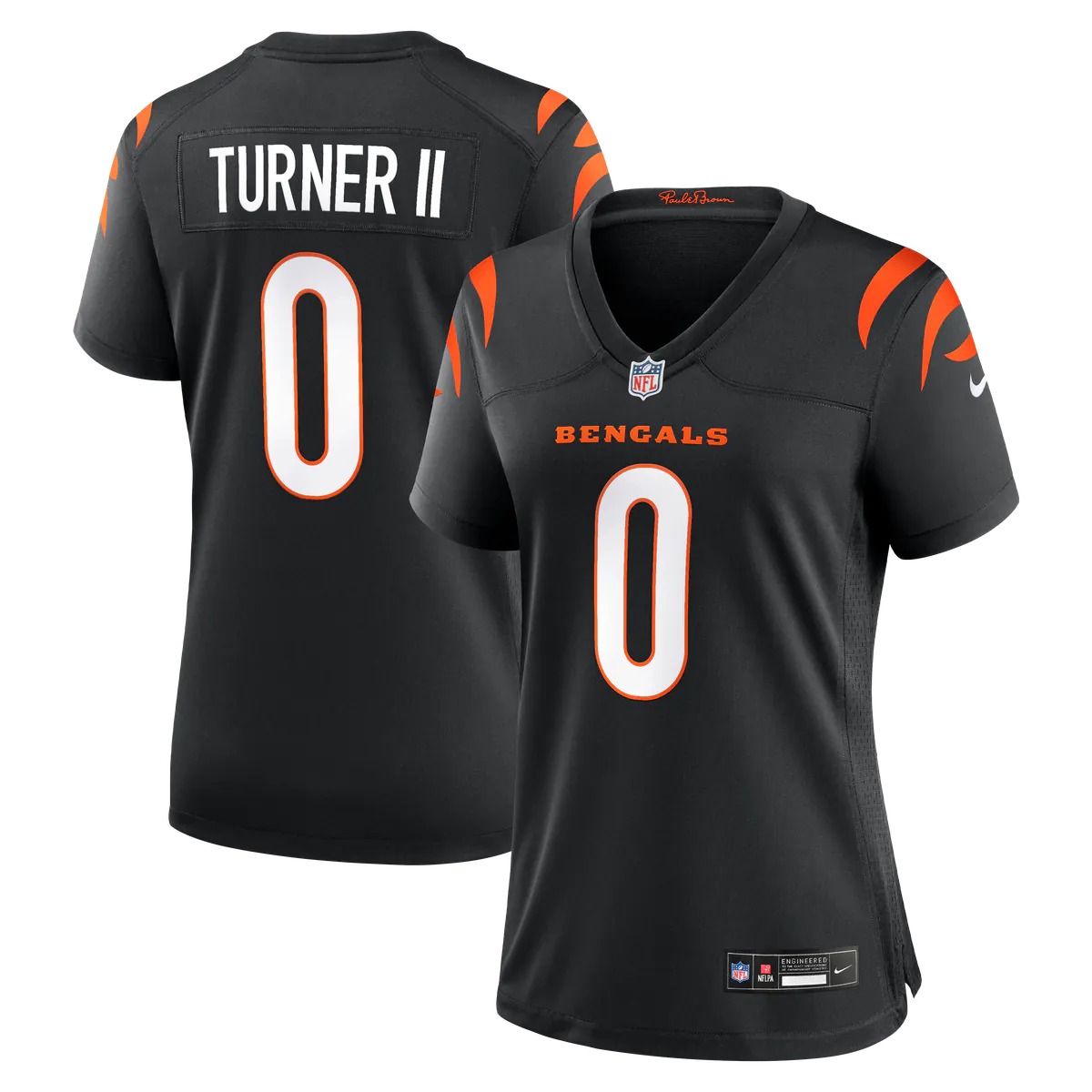 Hunk Wear - DJ Turner II Cincinnati Bengals Nike Women's Team Game Jersey - Black