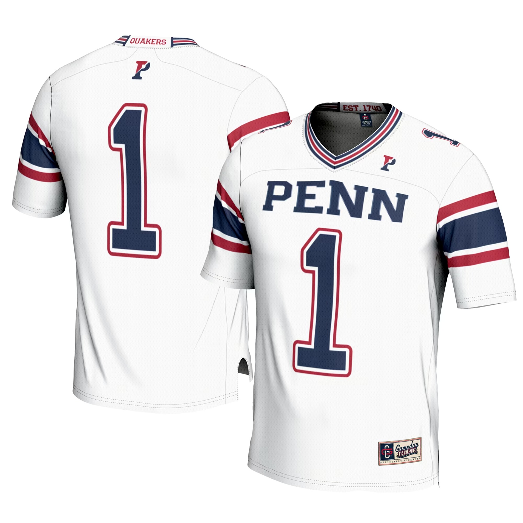 Hunk Wear - #1 Pennsylvania Quakers GameDay Greats Football Jersey - White