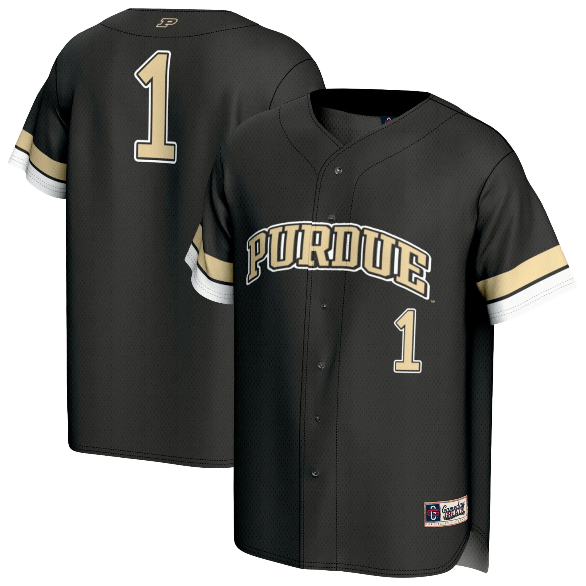 Hunk Wear - #1 Purdue Boilermakers GameDay Greats Youth Lightweight Collegiate Baseball Fashion Jersey - Black