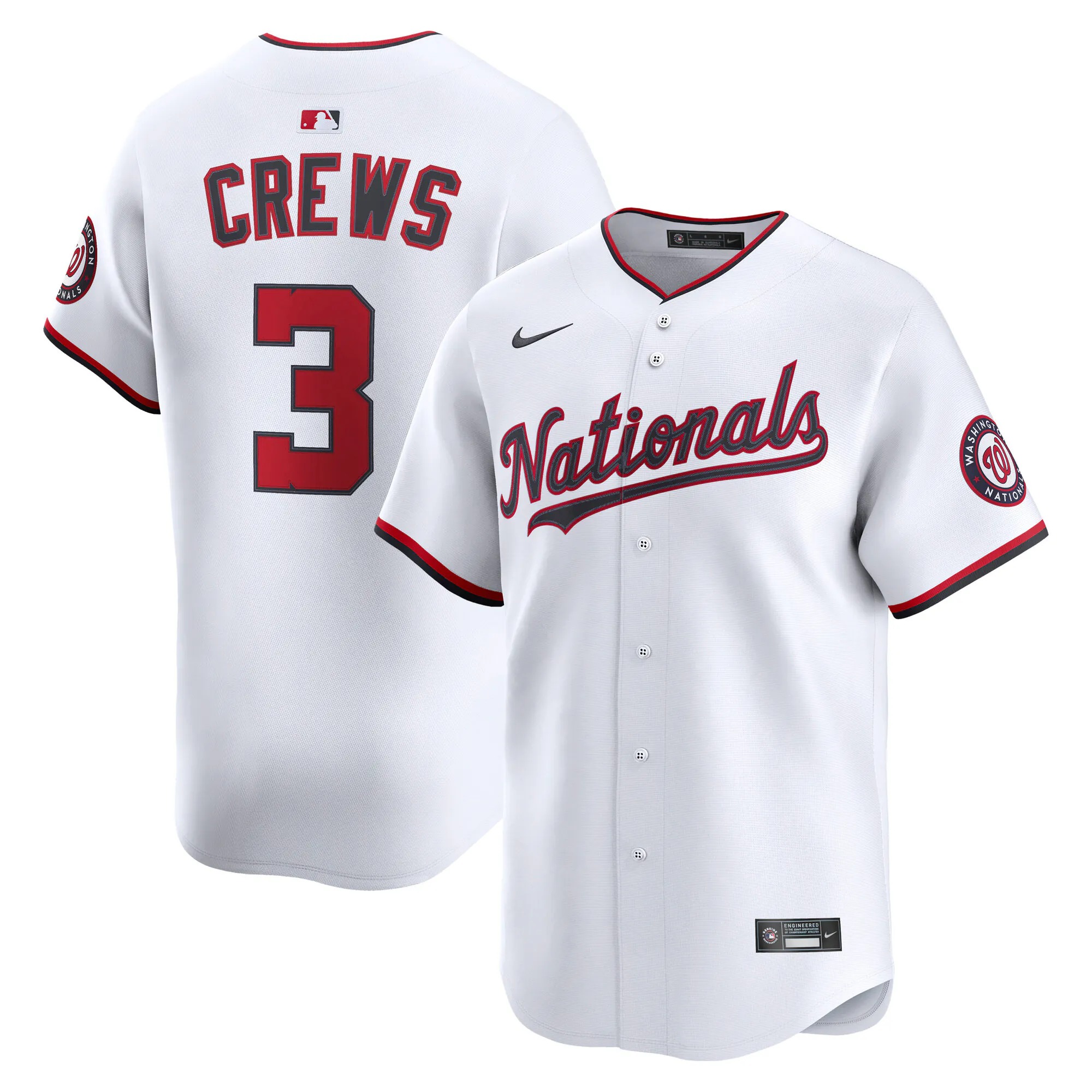 Hunk Wear - Dylan Crews Washington Nationals Nike Home Limited Player Jersey - White