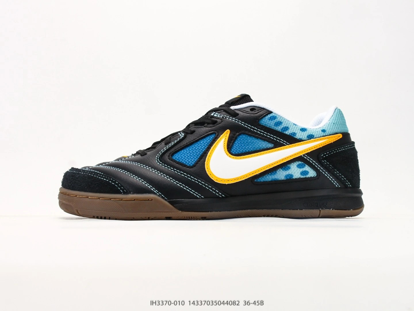 Nike Indoor Soccer Shoes Black Blue White Swoosh IH3370-010