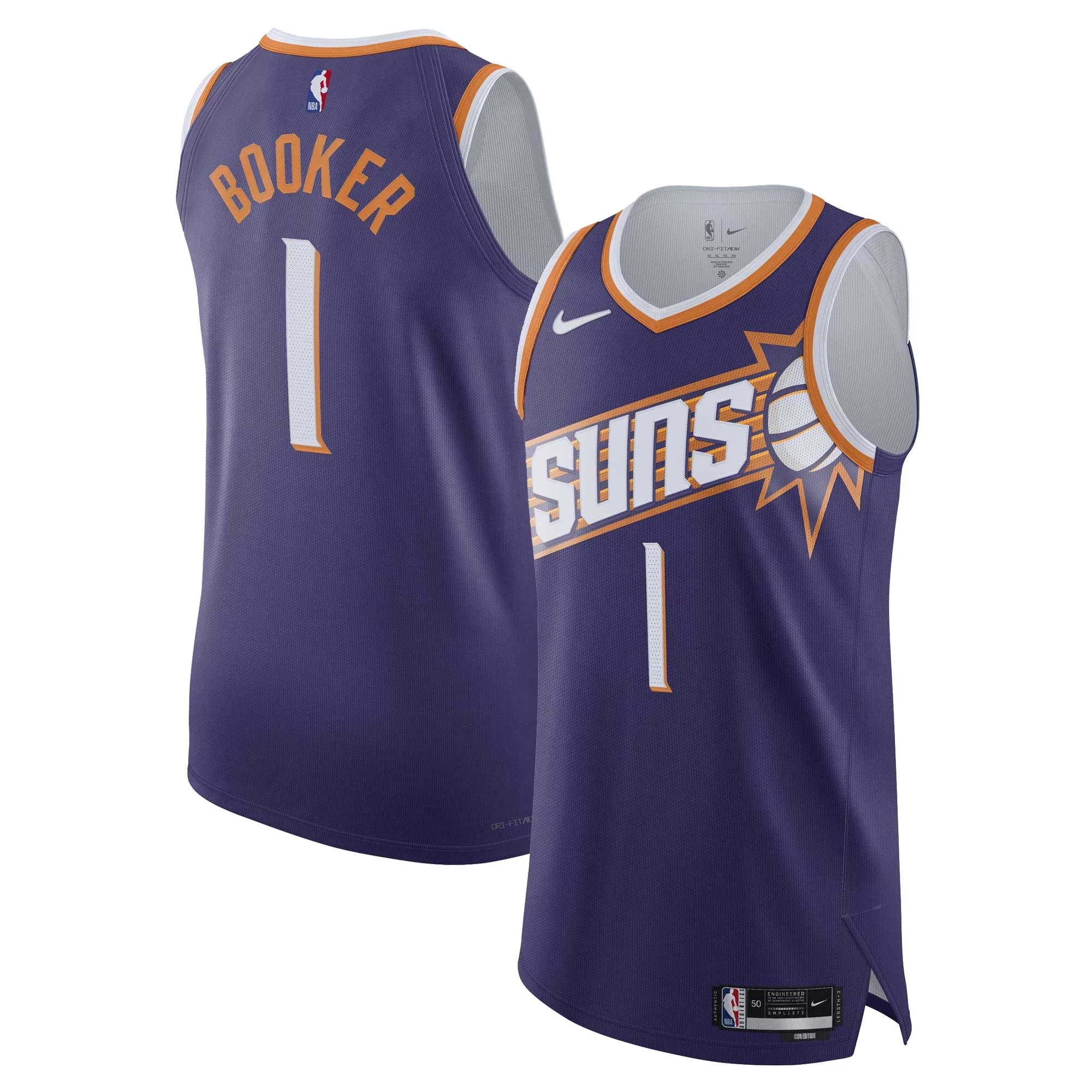 Hunk Wear - Devin Booker Phoenix Suns Nike Authentic Jersey - Icon Edition - Purple