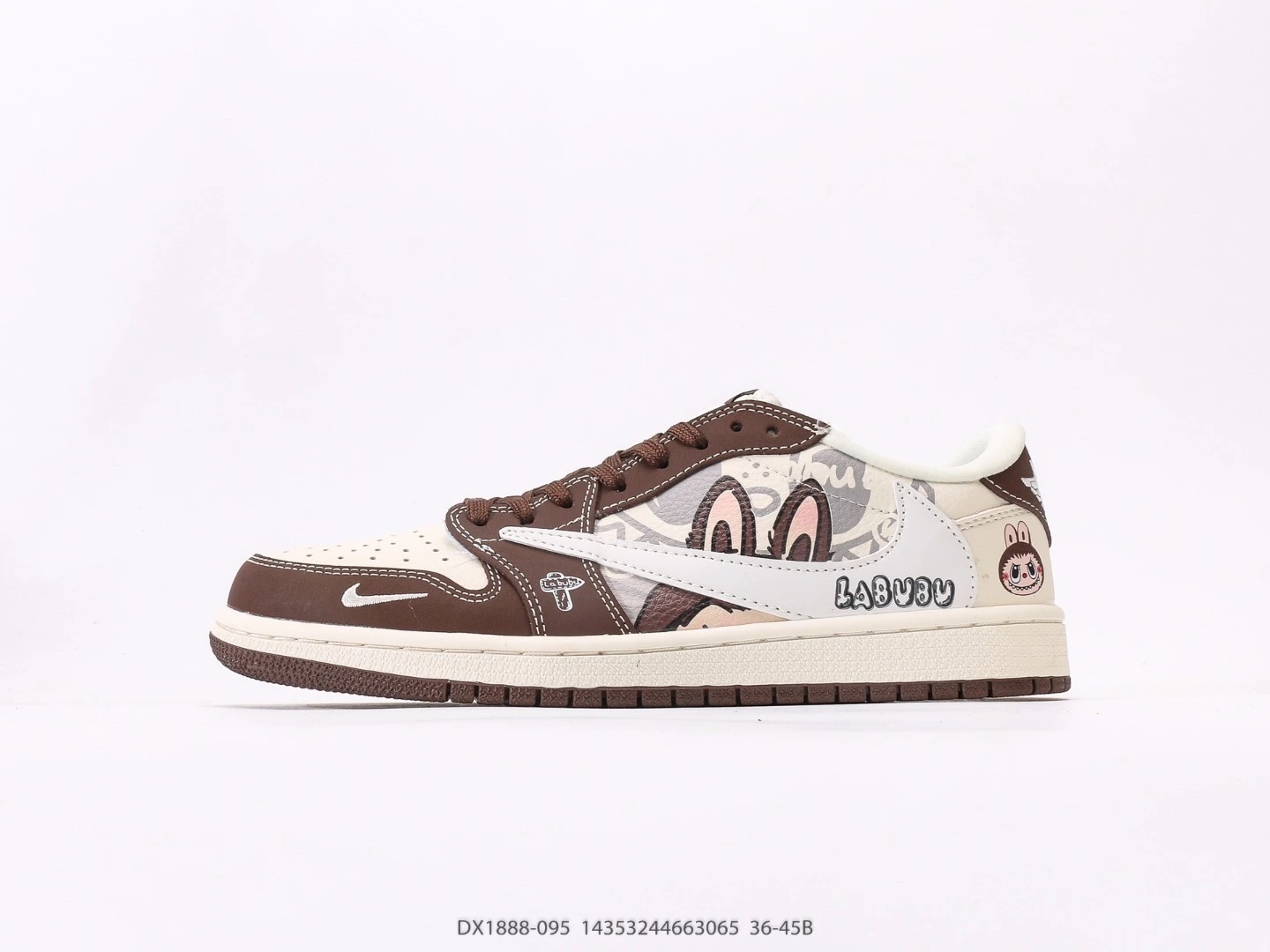 Nike Labubu Sneakers Brown White Cartoon Print Leather Low Top DX1888-095