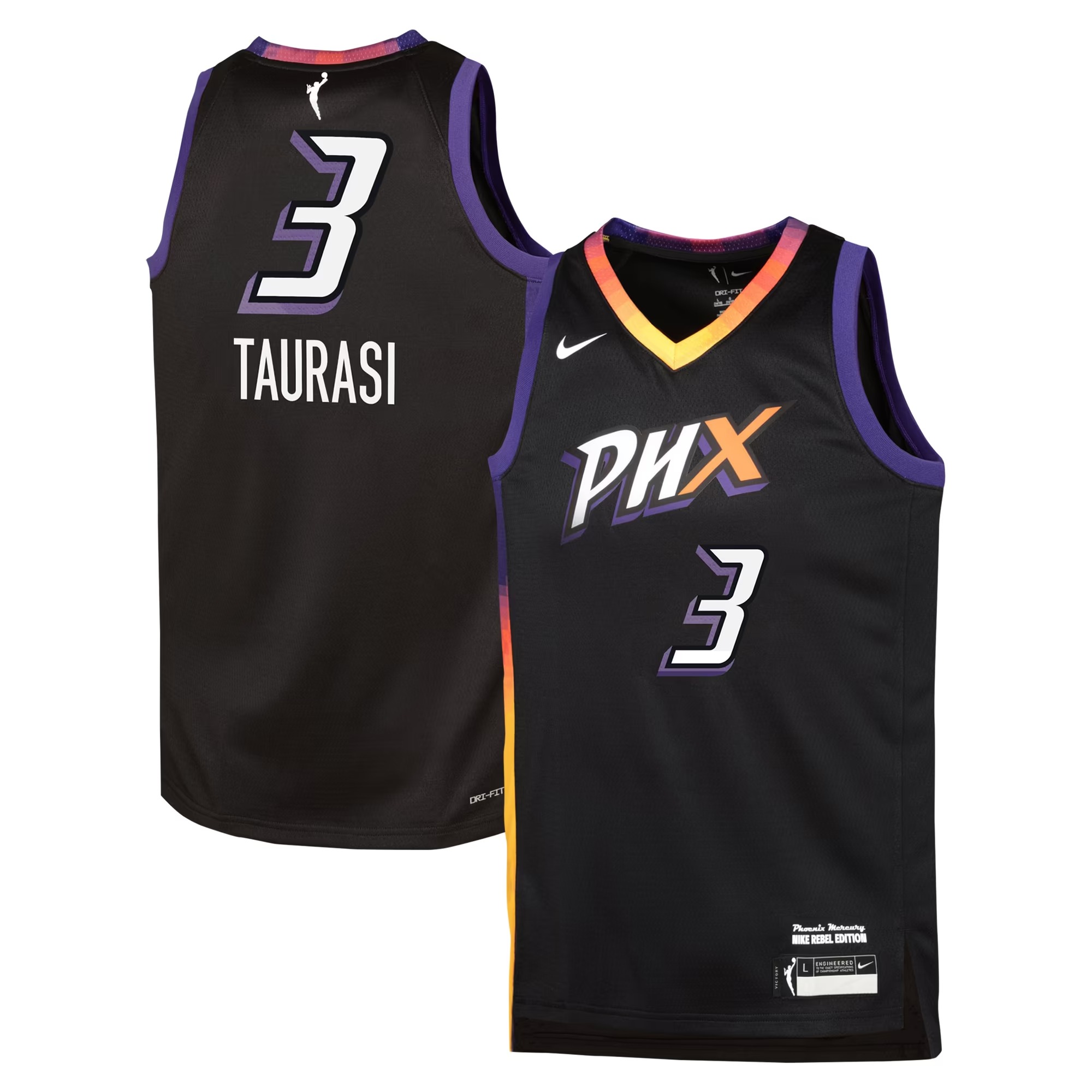 Hunk Wear - Diana Taurasi Phoenix Mercury Nike Youth 2024 Rebel Edition Jersey - Black